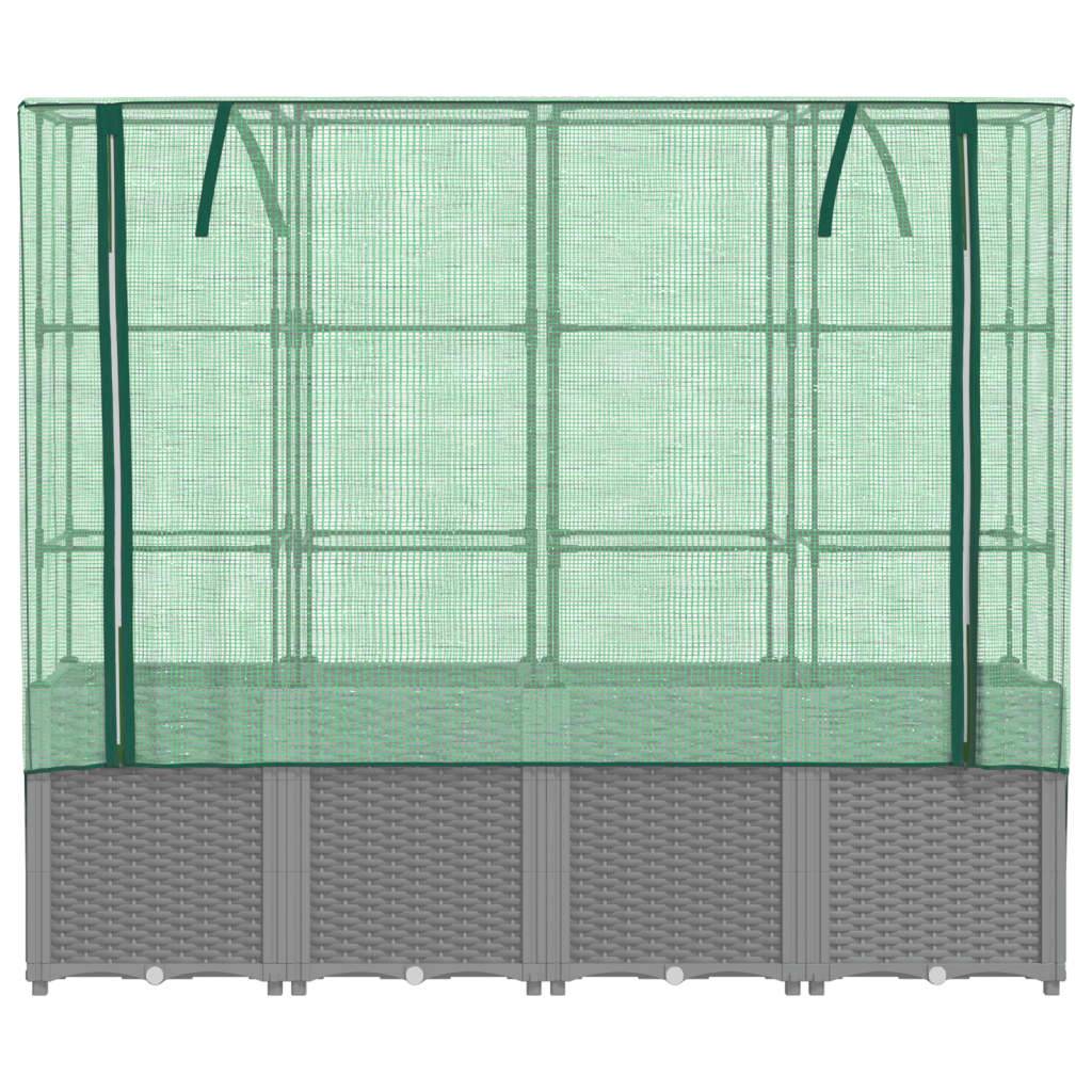 vidaXL Hochbeet mit Gewächshaus-Aufsatz Rattan-Optik 160x40x153 cm