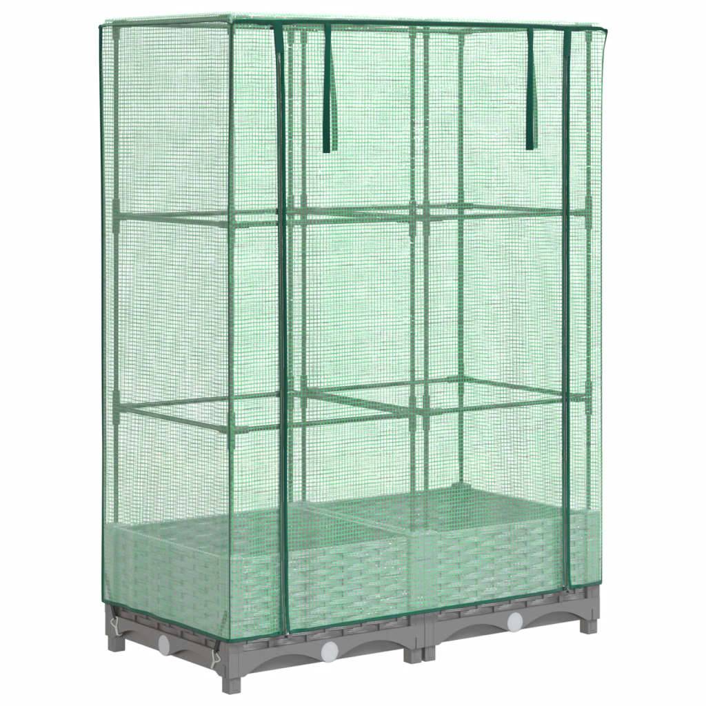 vidaXL Hochbeet mit Gewächshaus-Aufsatz Rattan-Optik 80x40x123 cm