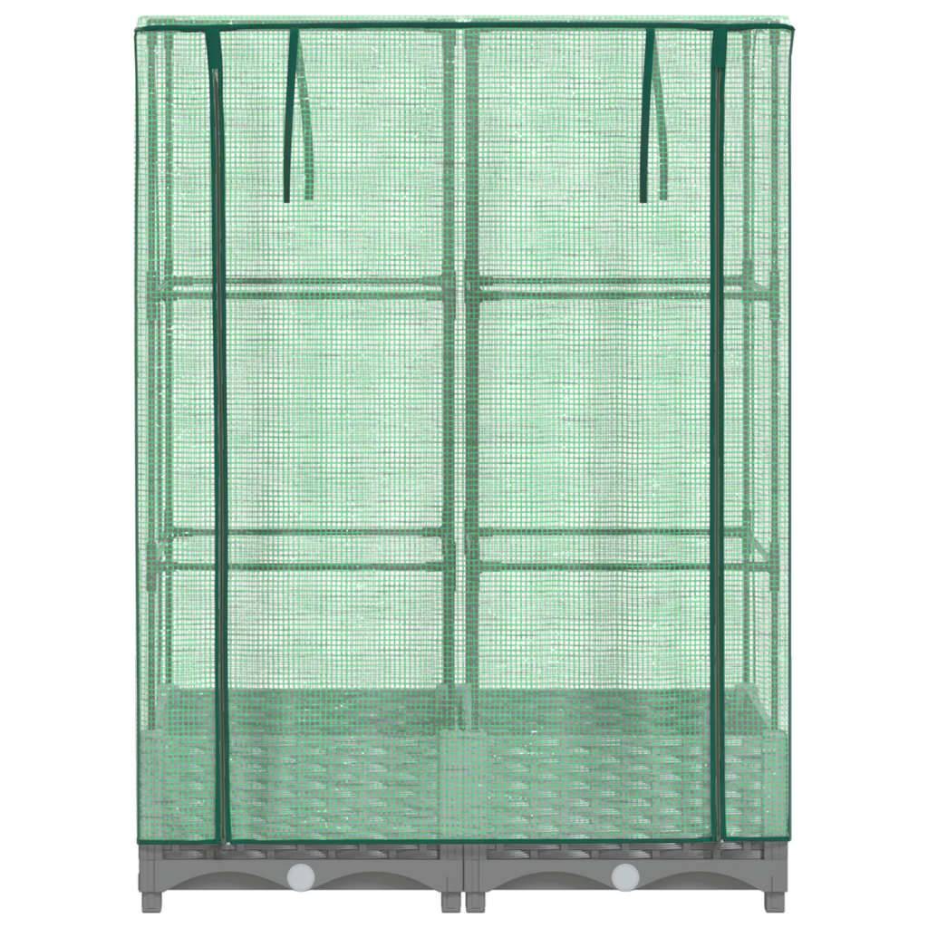 vidaXL Hochbeet mit Gewächshaus-Aufsatz Rattan-Optik 80x40x123 cm