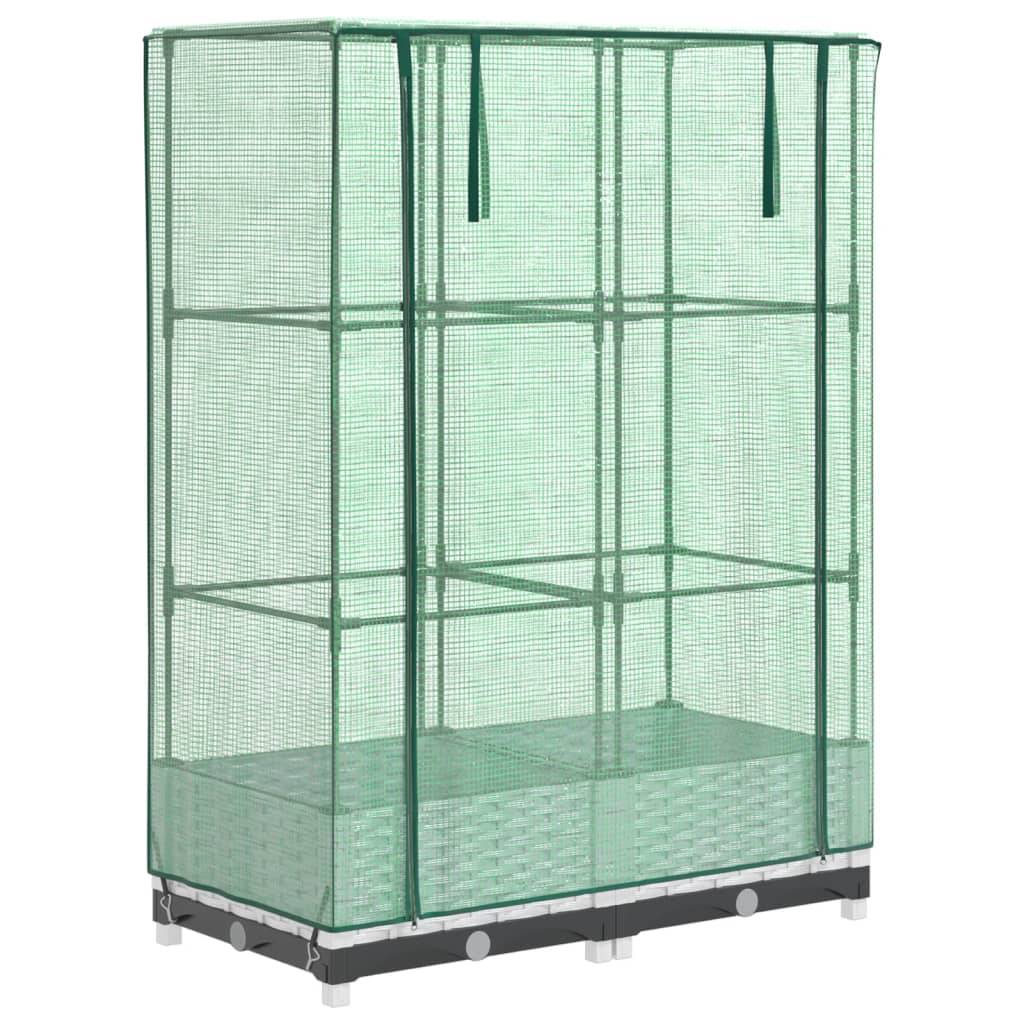 vidaXL Hochbeet mit Gewächshaus-Aufsatz Rattan-Optik 80x40x123 cm