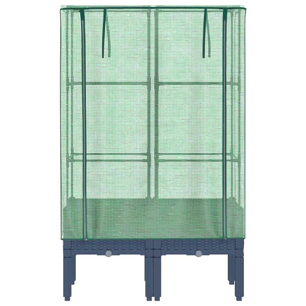 vidaXL Hochbeet mit Gewächshaus-Aufsatz Rattan-Optik 80x40x140 cm
