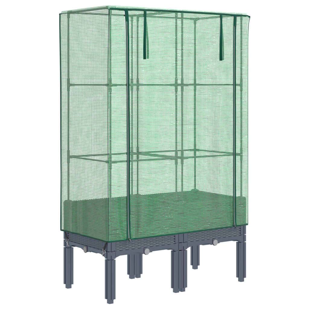 vidaXL Hochbeet mit Gewächshaus-Aufsatz Rattan-Optik 80x40x140 cm