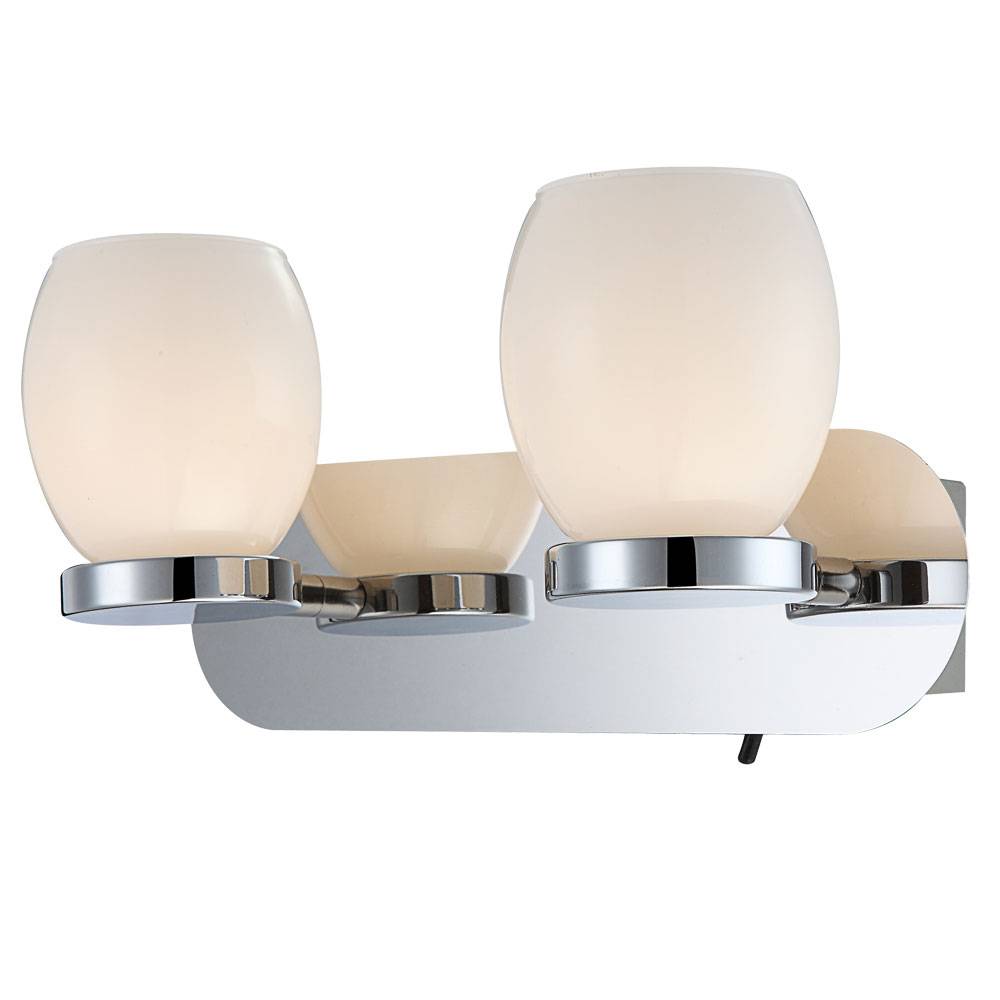 Wandleuchte Badezimmerleuchte Wohnzimmerlampe Flurleuchte Esszimmerlampe, Metall Glas Silber, 2 Flammig, LED 3W 180Lm 3000K warmweiß, B 25 cm, 2er