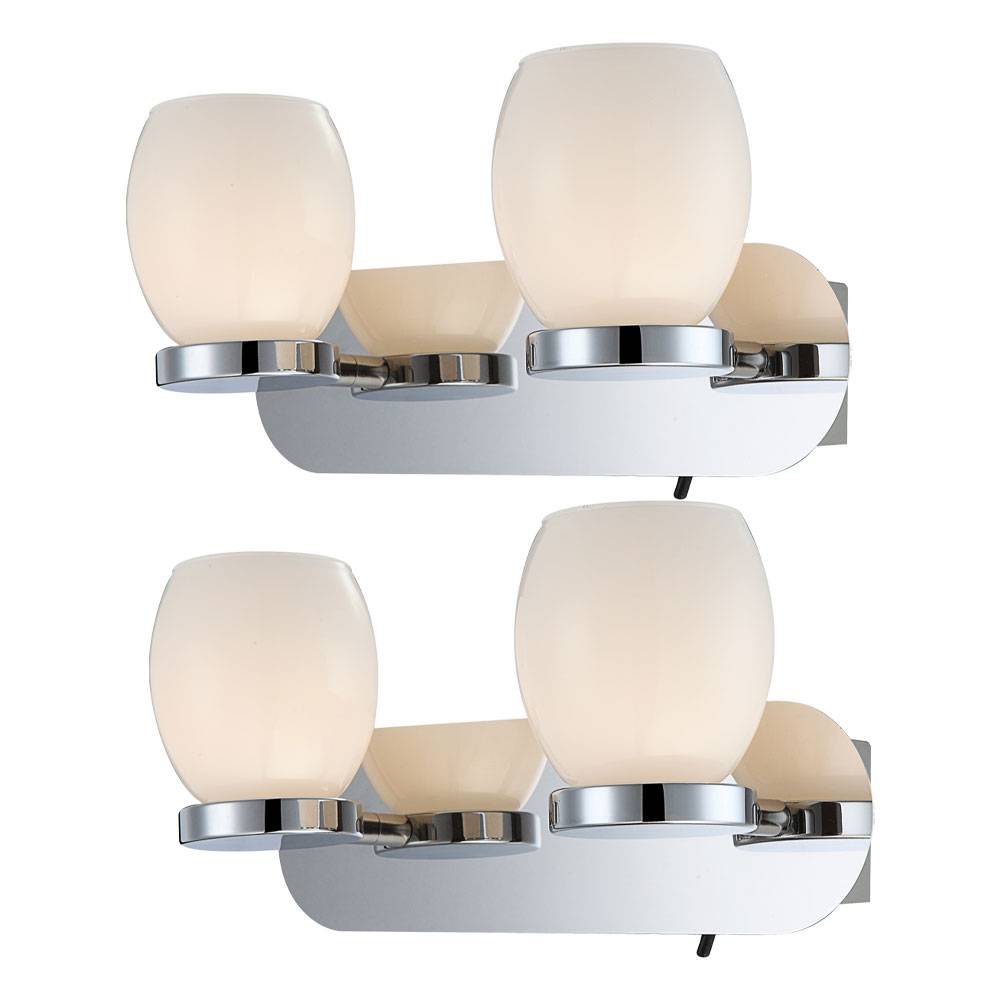 Wandleuchte Badezimmerleuchte Wohnzimmerlampe Flurleuchte Esszimmerlampe, Metall Glas Silber, 2 Flammig, LED 3W 180Lm 3000K warmweiß, B 25 cm, 2er