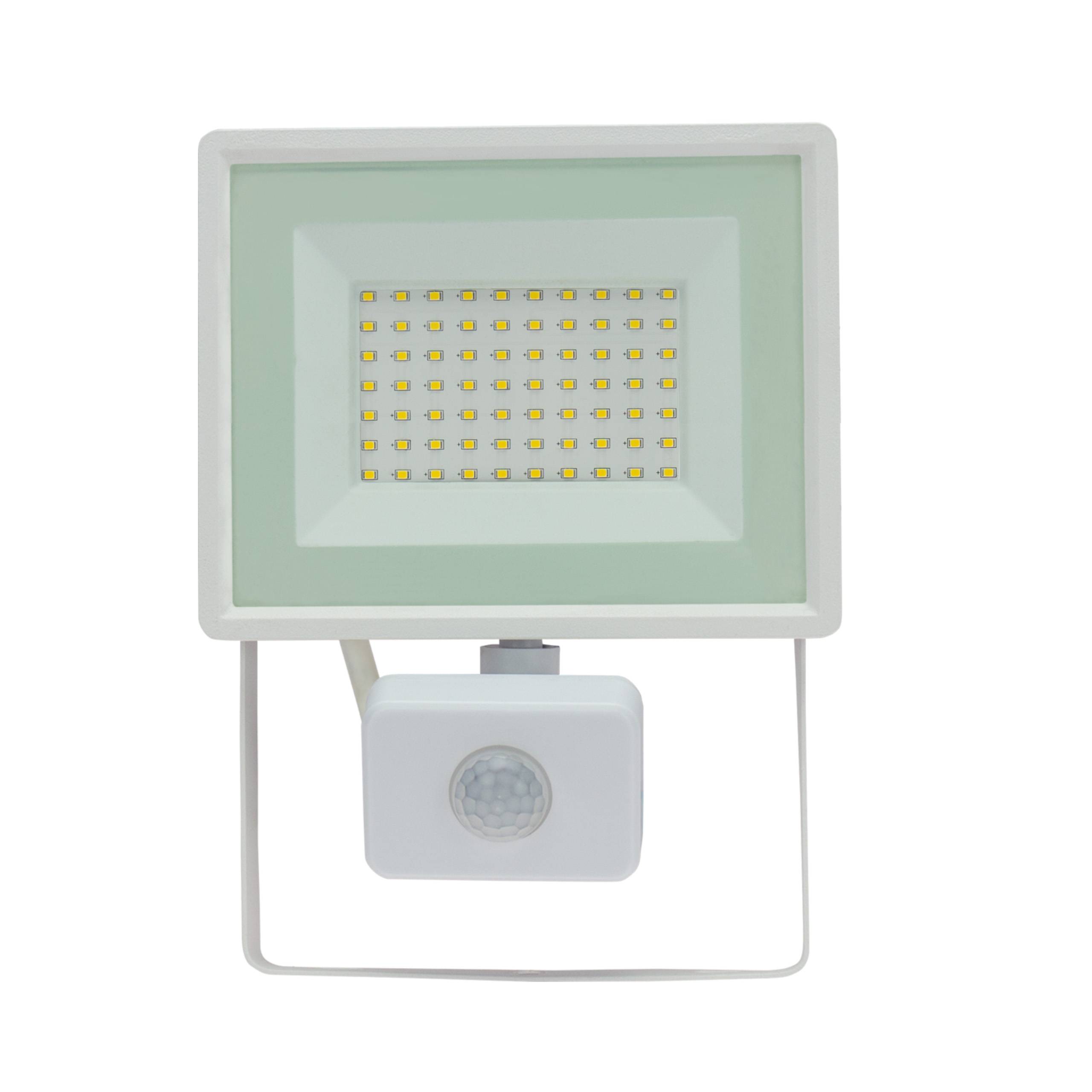 Spectrum LED LUX 3 Fluter weiß 50W Strahler 4300lm IP44 Warmweiß 3000K mit Bewegungsmelder