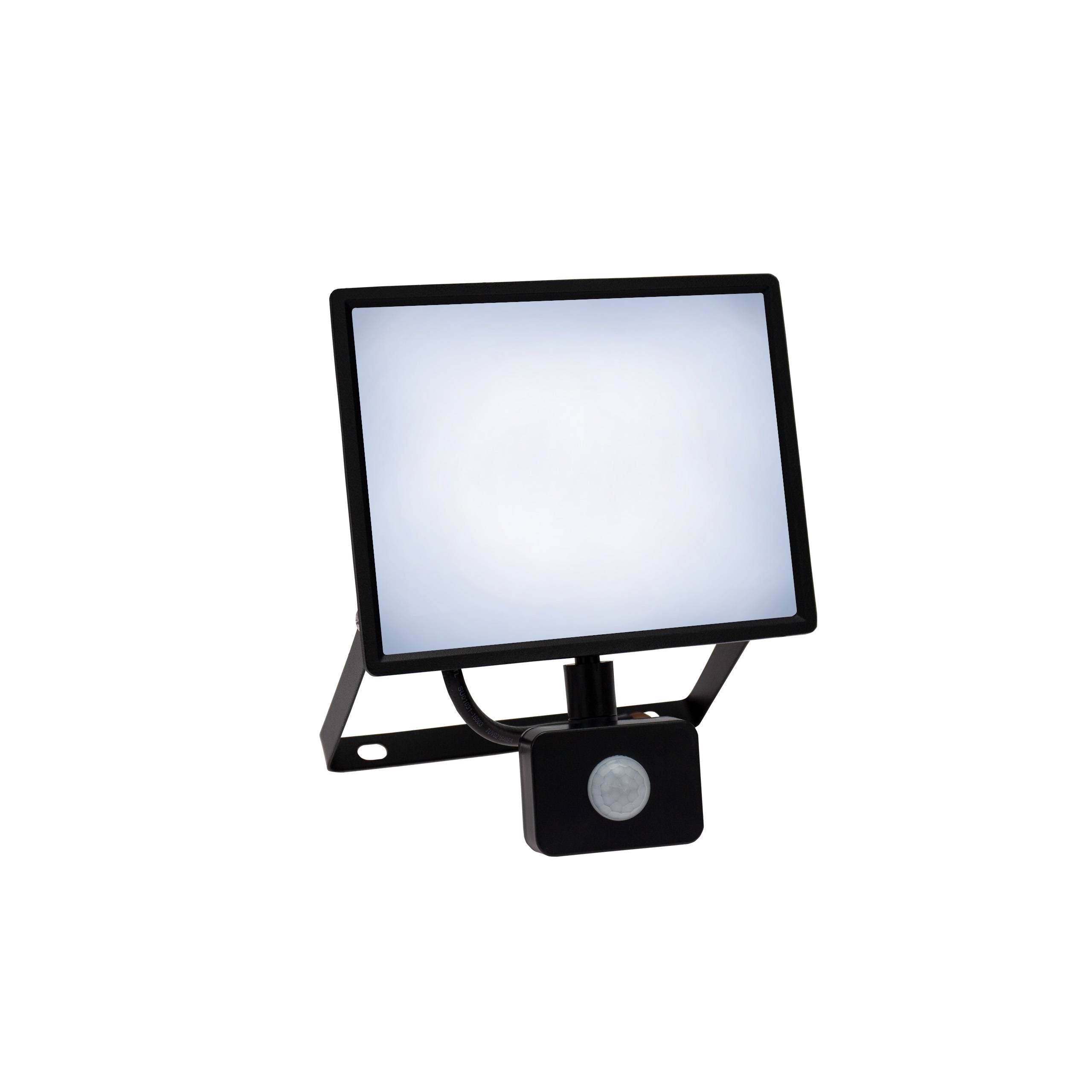 Spectrum LED LUX 3 Fluter schwarz 50W Strahler 4700lm IP44 Kalt 6000K mit Bewegungsmelder