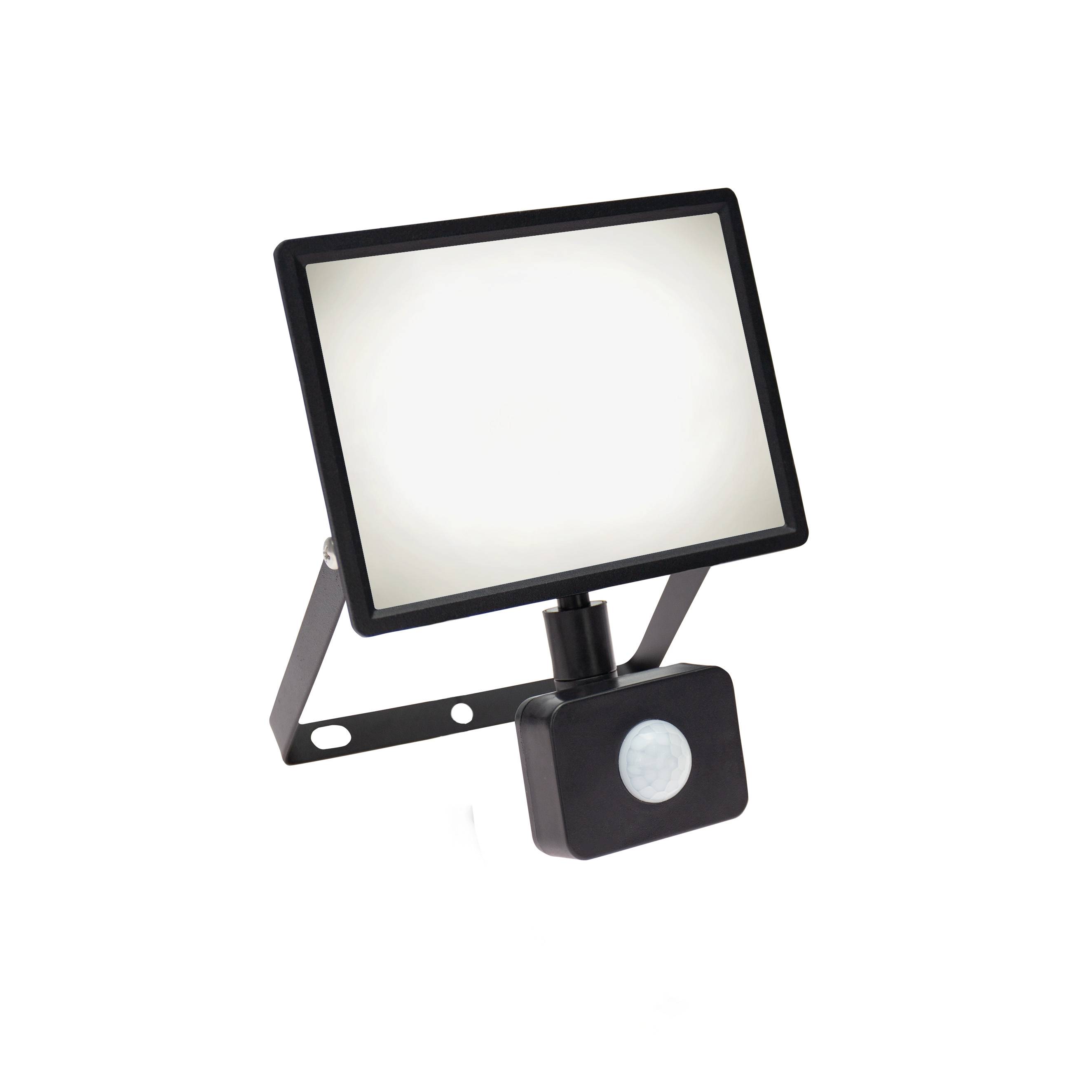 Spectrum LED LUX3 Fluter schwarz 30W Strahler 2800lm IP44 Neutral 4000K mit Bewegungsmelder