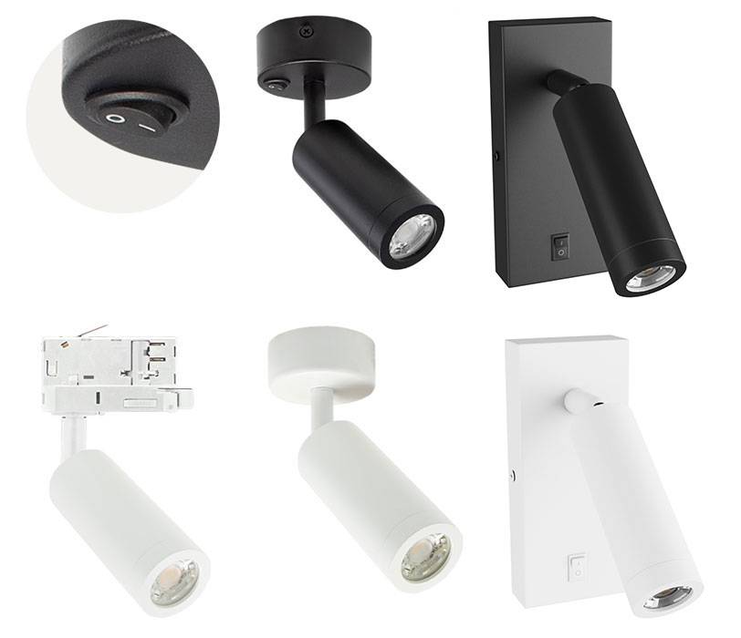 Spectrum LED Wandleuchte Madara Slim GU10 MR11 schwenkbar IP20 mit schalter weiß max. 4W rund