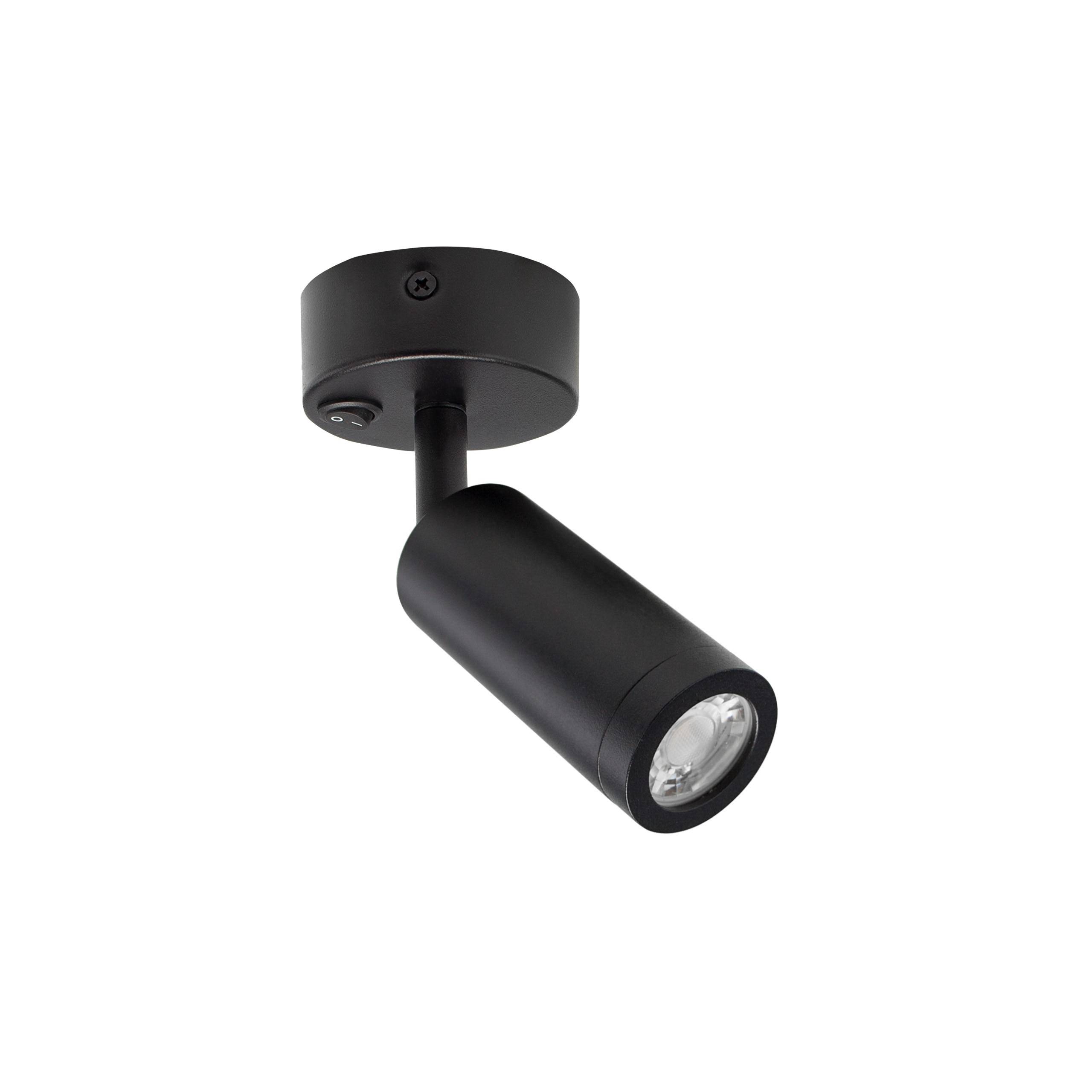 Spectrum LED Wandleuchte Madara Slim GU10 MR11 schwenkbar IP20 mit Schalter schwarz max. 4W rund