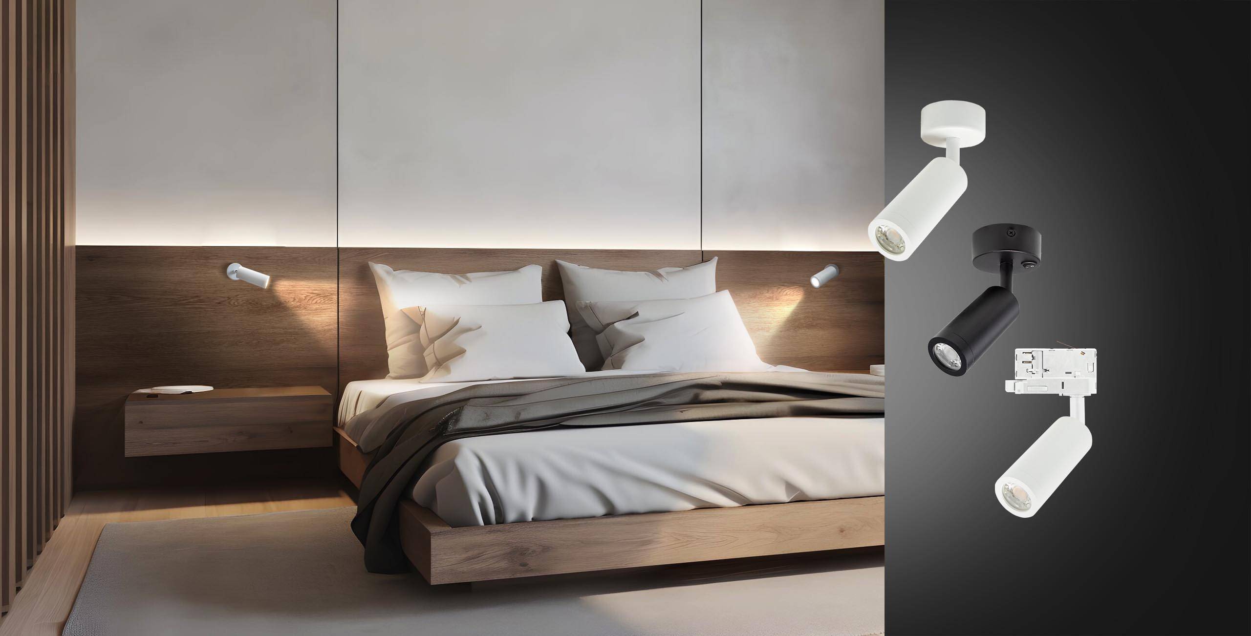 Spectrum LED Wandleuchte Madara Slim GU10 MR11 schwenkbar IP20 mit Schalter schwarz max. 4W rund