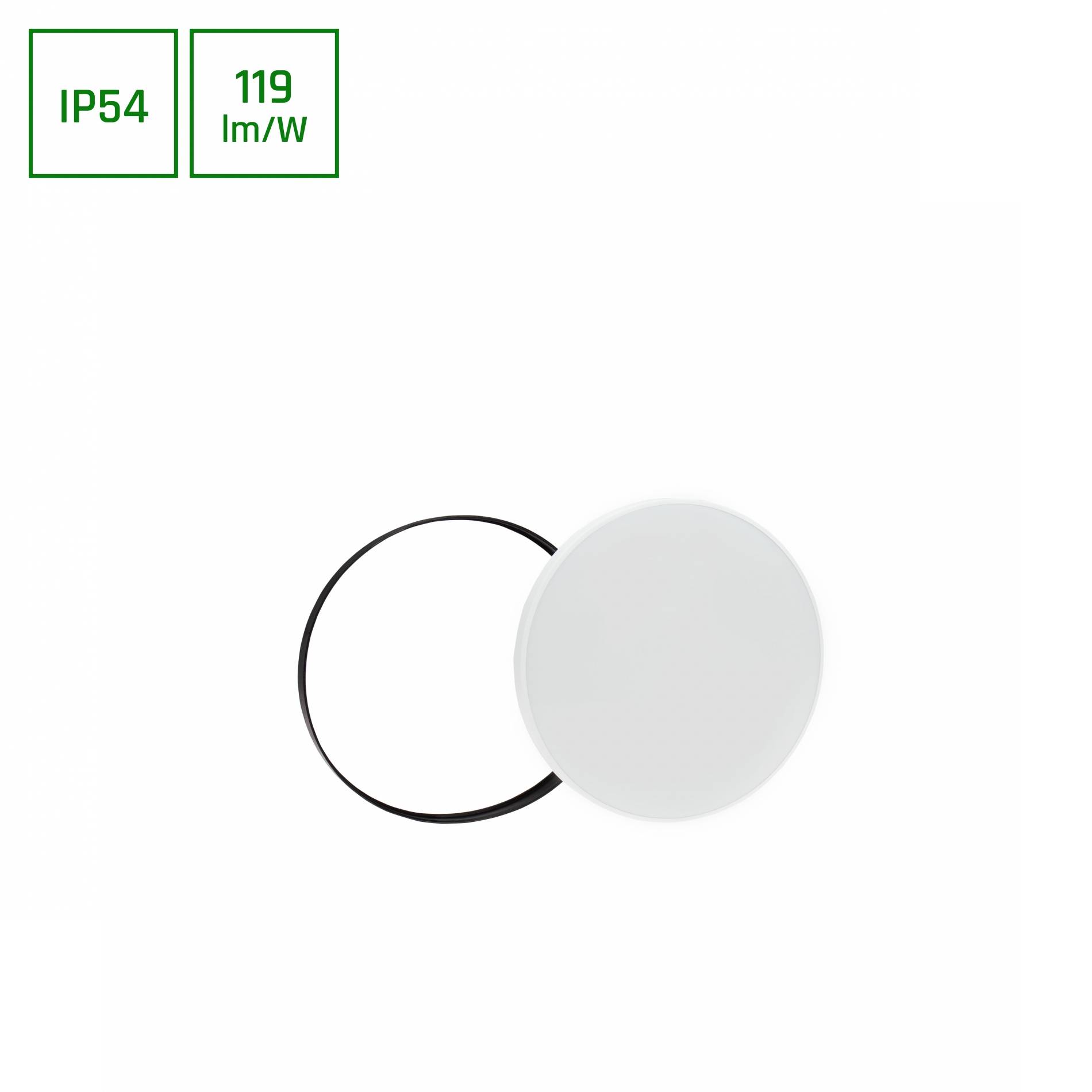 Spectrum LED NYMPHEA RINGS schwarz & weiß Deckenleuchte IP54 24W 2850lm Kaltweiß 6000K rund