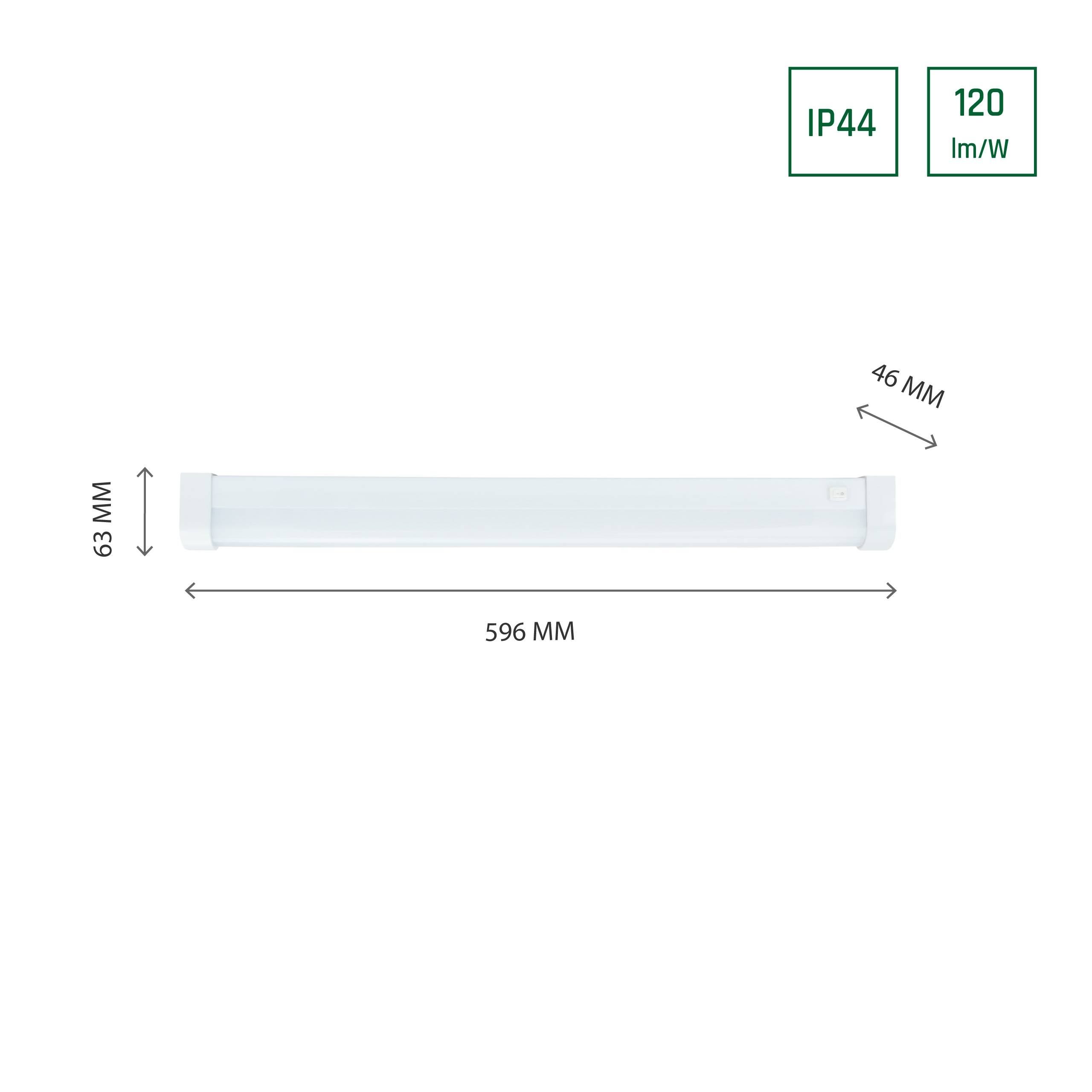 Spectrum LED AQUATICA Badezimmerleuchte 15W rund 1800lm weiß IP44 mit Schalter Warm 3000K