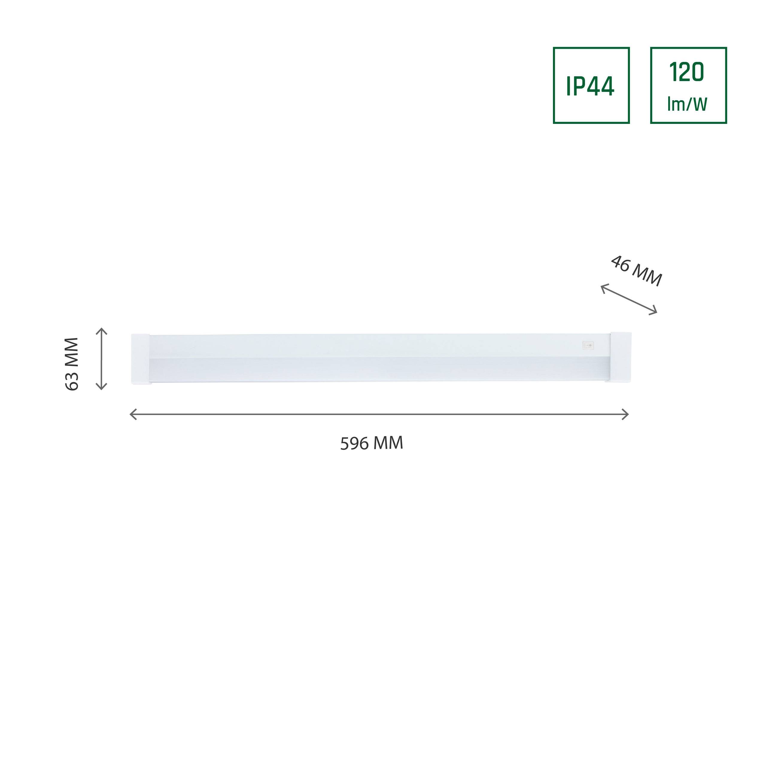Spectrum LED AQUATICA Badezimmerleuchte 15W eckig 1800lm weiß IP44 mit Schalter Kalt 6000K