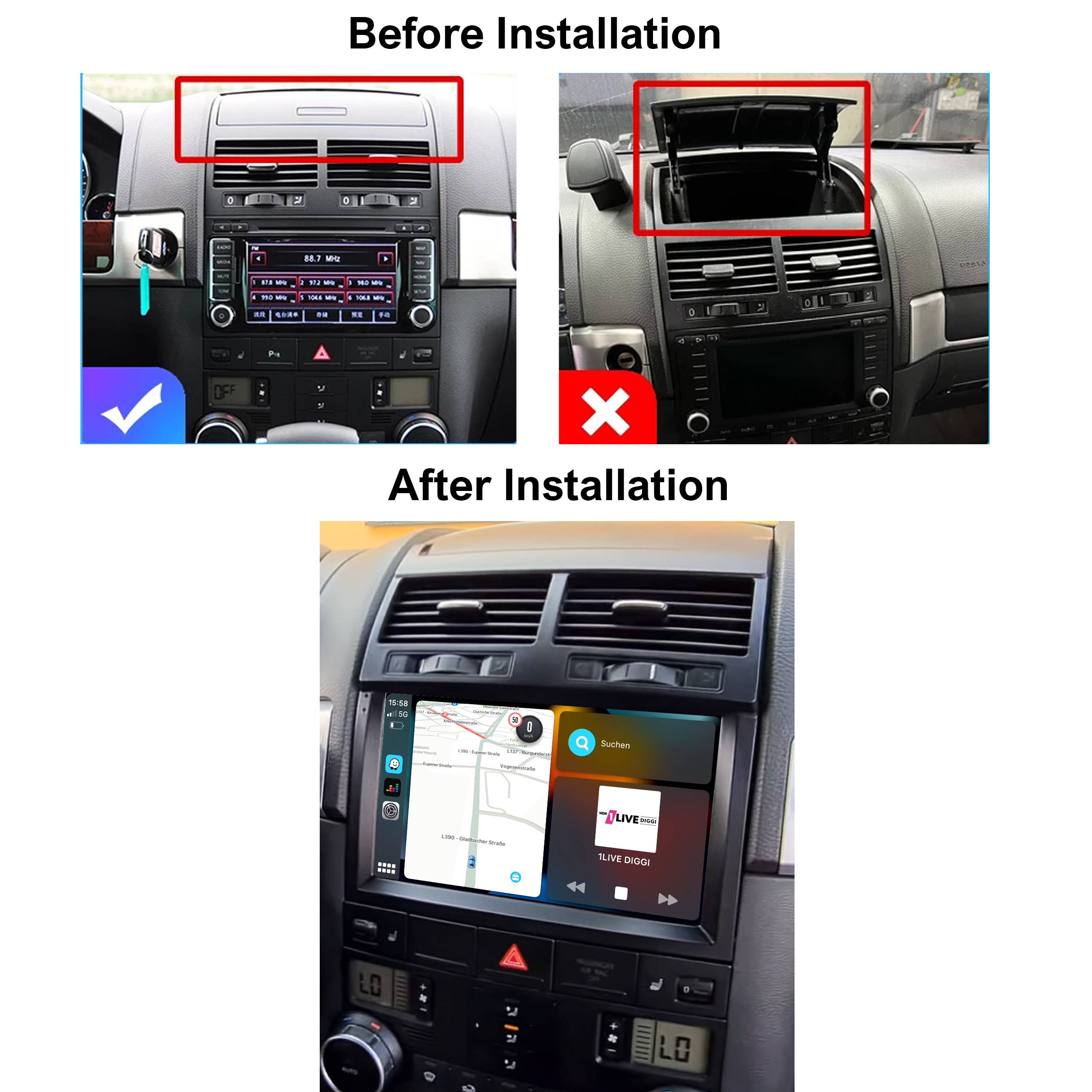 Für Volkswagen Touareg I 7L 02-10 9" Touch Android Autoradio GPS Navi CarPlay