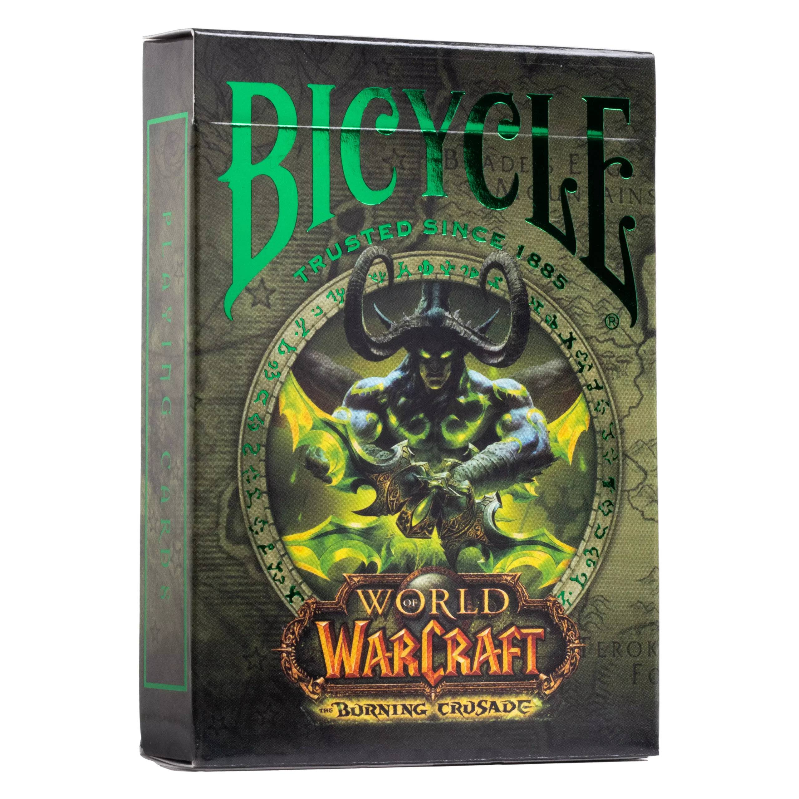 Bicycle World of Warcraft: The Burning Crusade Spielkarten-Box mit einer dämonischen Figur und dem „Bicycle
