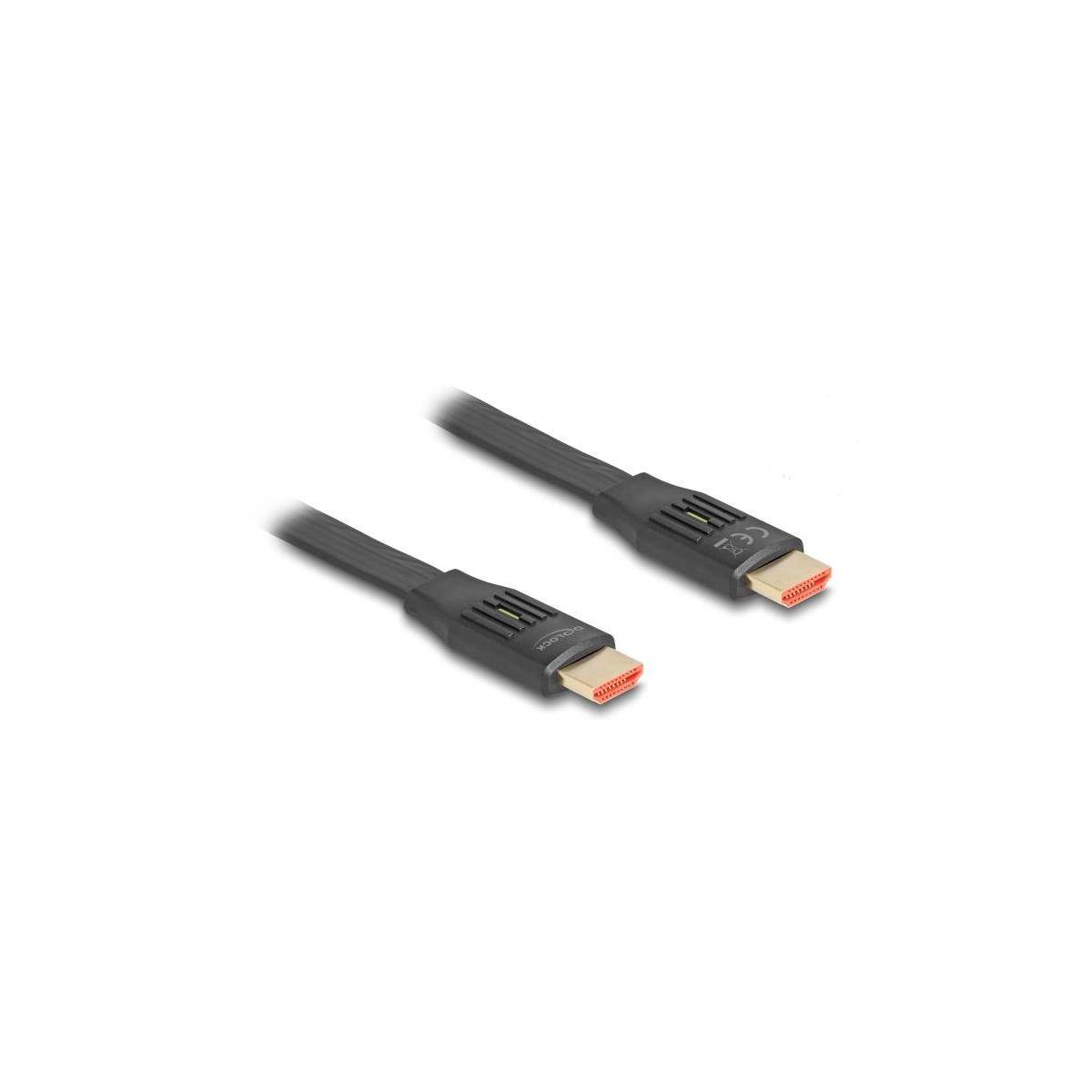 Delock - Highspeed - HDMI-Kabel mit Ethernet - HDMI männlich zu HDMI männlich - 3 m - Schwarz - flach, unterstützt 21:9