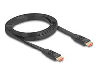 Delock - Highspeed - HDMI-Kabel mit Ethernet - HDMI männlich zu HDMI männlich - 2 m - Schwarz - Flachband, bis zu 48 Gbp