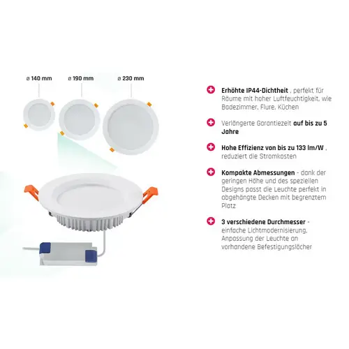 Spectrum LED DURE 3 MAX Badezimmerleuchte 28W rund 3400lm weiß IP44 Neutralweiß 4000K Spectrum LED DURE 3 MAX Badezimmerleuchte 28W rund 3400lm weiß IP44 Neutralweiß 4000K