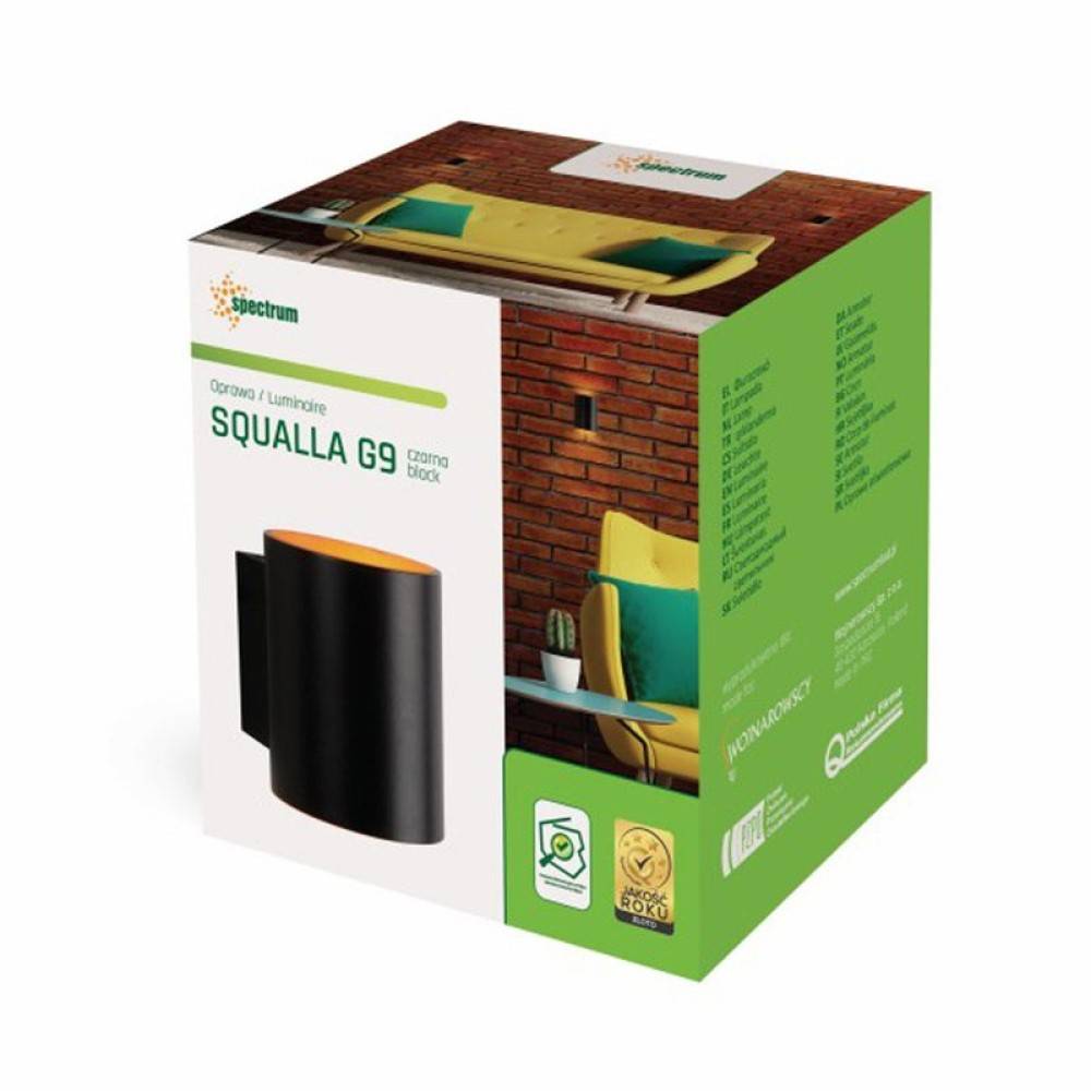 Spectrum LED Wandleuchte Squalla G9 schwarz matt & Gold IP20 Up & Down max. 10W rund