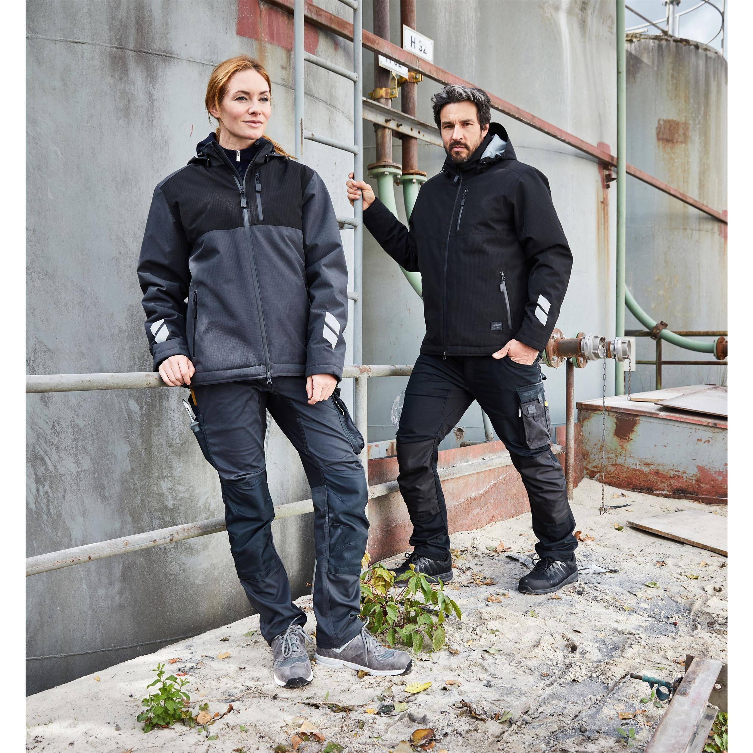 James & Nicholson® JN1815 Padded Hardshell Workwear Jacket Größe: XXL navy/carbon