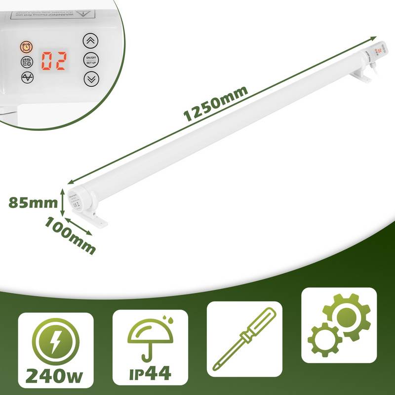 Gewächshausheizung 240W Elektrische Stabheizung Weiß für Gewächshäuser Flexible Installation