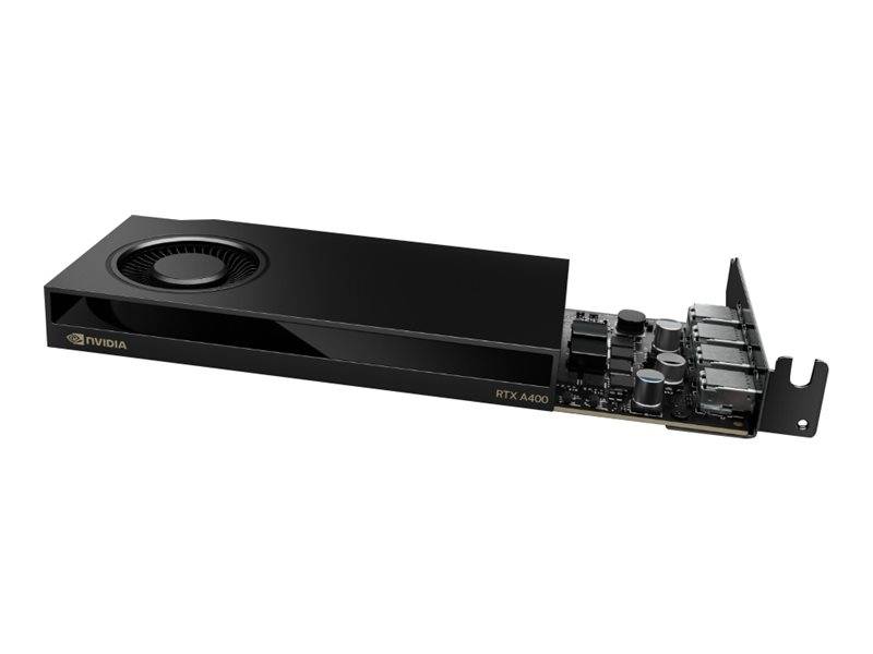 NVIDIA RTX A4000 Grafikkarte auf weißem Hintergrund, gezeigt mit freiliegender Leiterplatte und Kühlüfter.