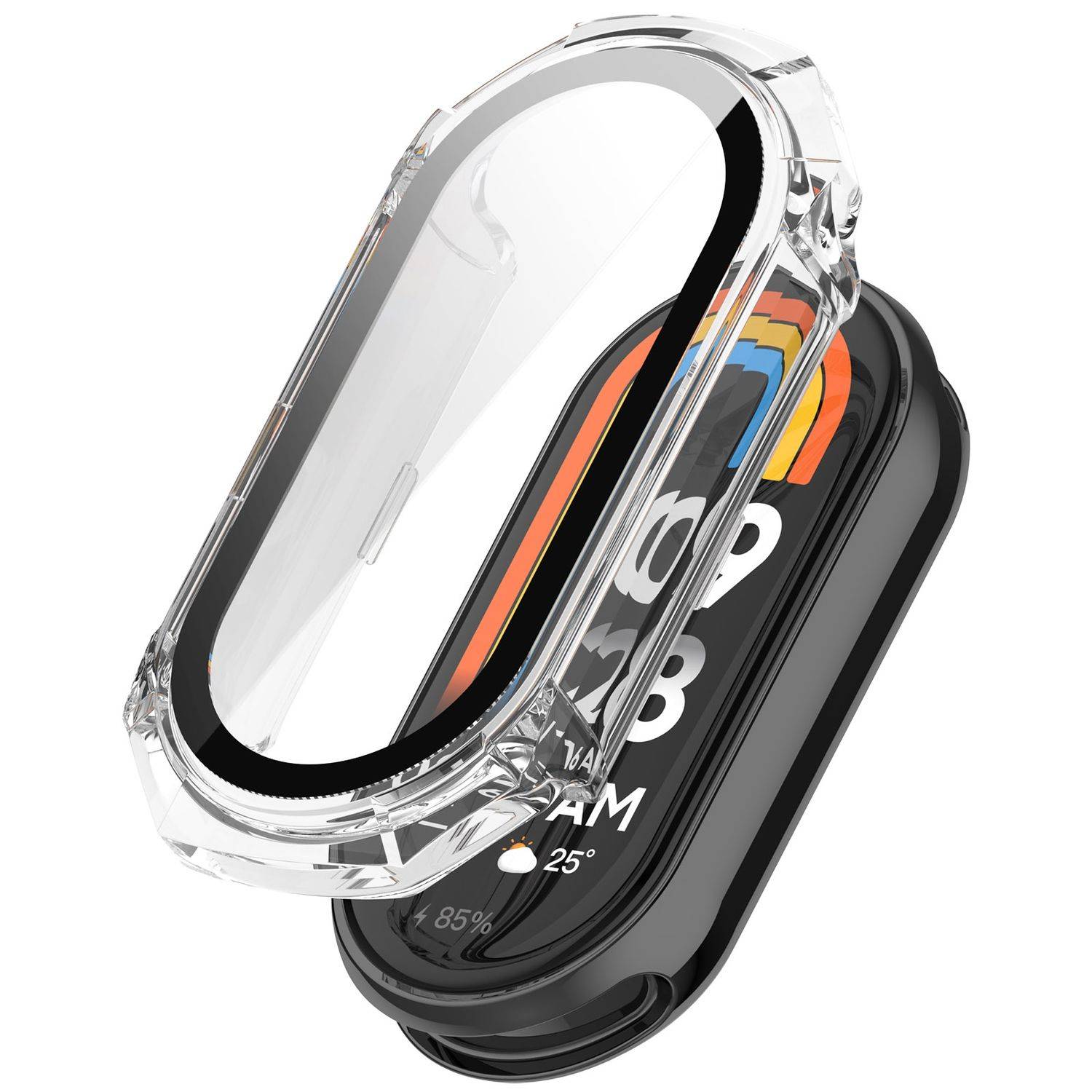 Für Xiaomi Smart Band 9 Kunststoff PC Hülle + Hart Glas Transparent