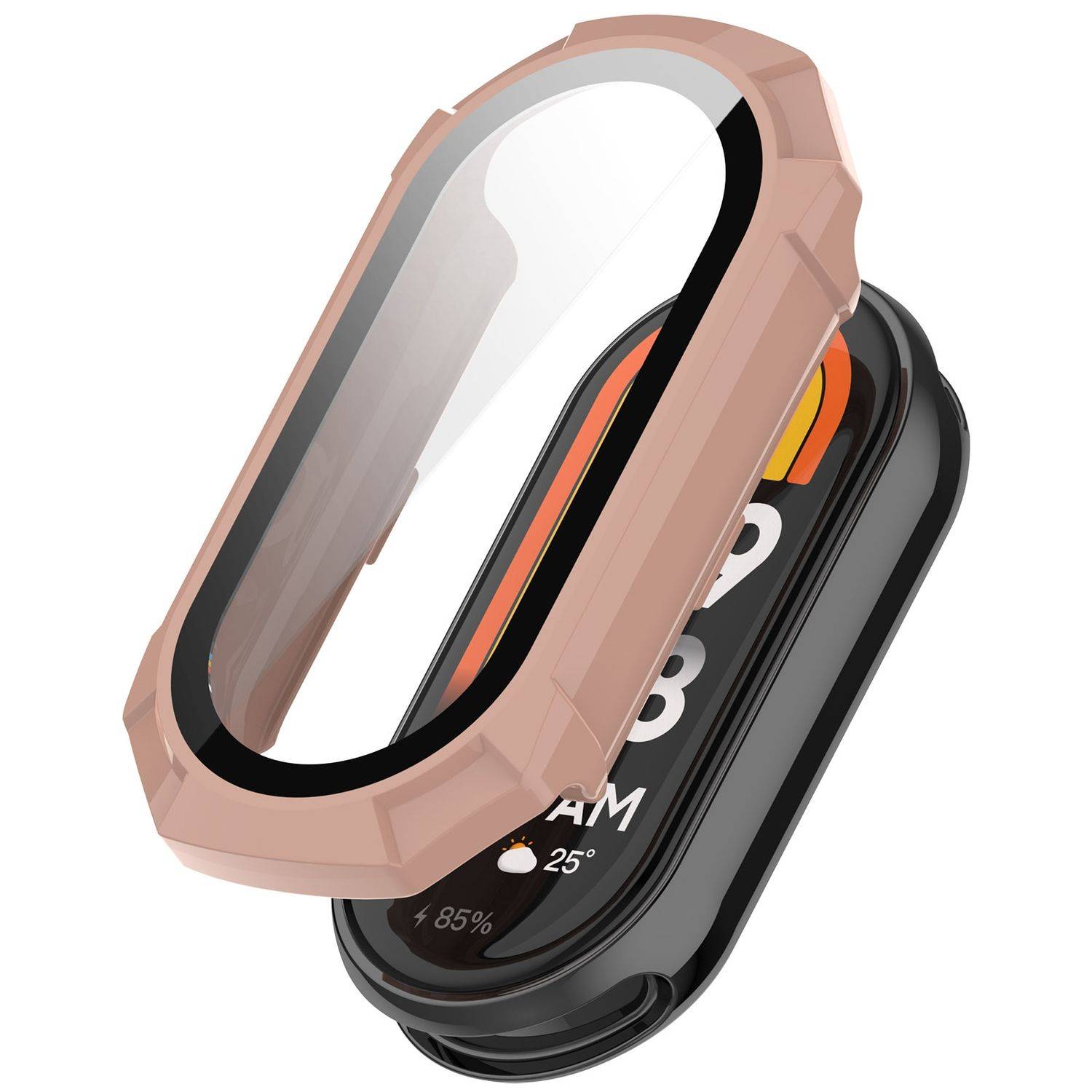 Für Xiaomi Smart Band 9 Kunststoff PC Schutz Hülle + Hart Glas Pink