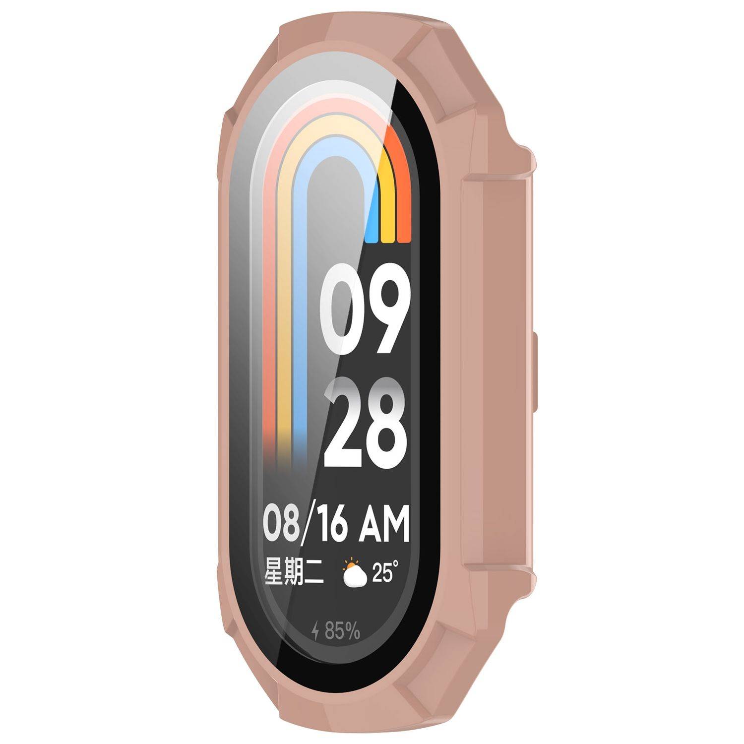 Für Xiaomi Smart Band 9 Kunststoff PC Schutz Hülle + Hart Glas Pink