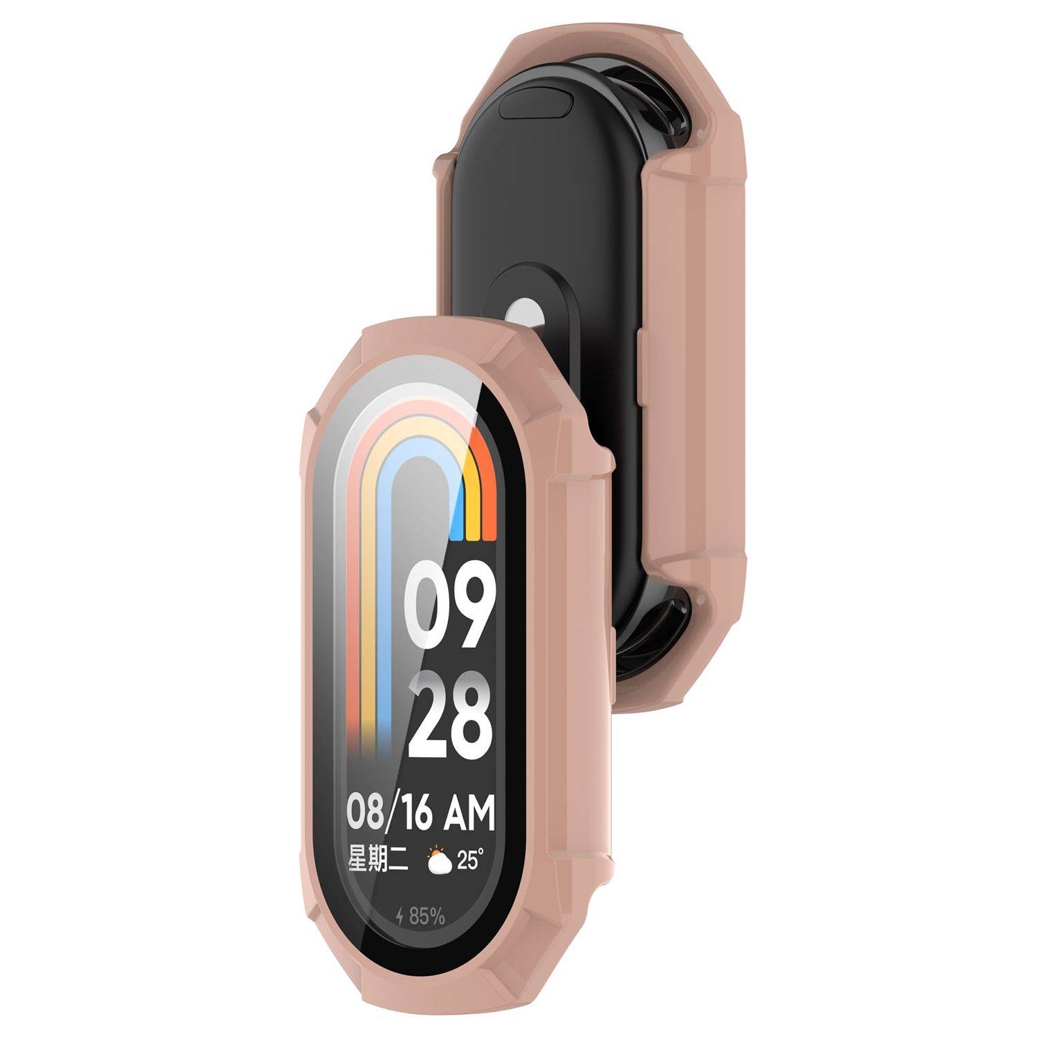 Für Xiaomi Smart Band 9 Kunststoff PC Schutz Hülle + Hart Glas Pink
