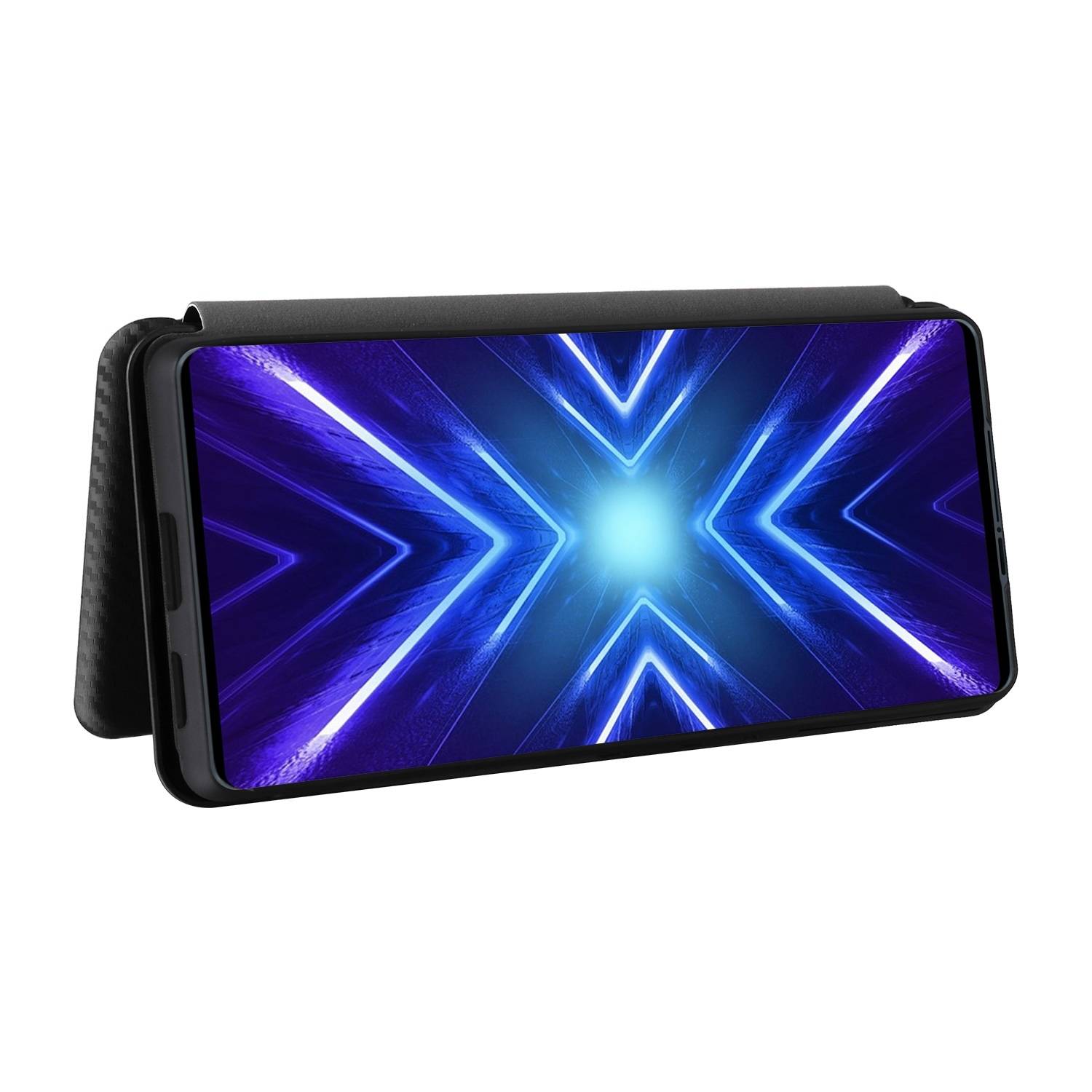 Für HTC U24 Pro Kunstleder Book Wallet Schutz Tasche Carbon Textur