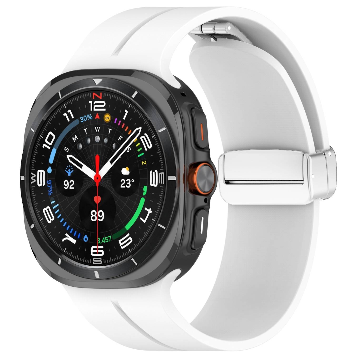 Für Samsung Galaxy Watch Ultra 47mm Silikon Magnetisches Armband Weiß