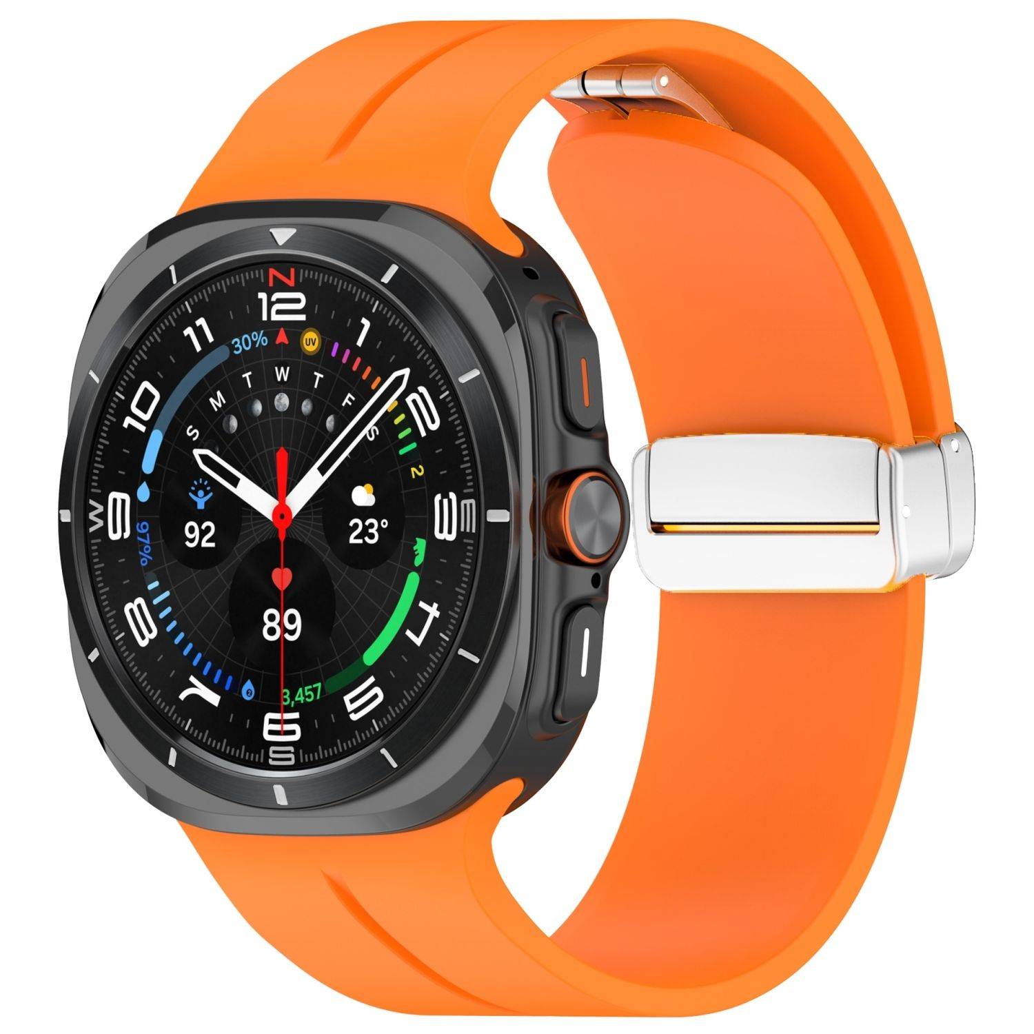 Für Samsung Galaxy Watch Ultra 47mm Silikon Magnetische Armband Orange