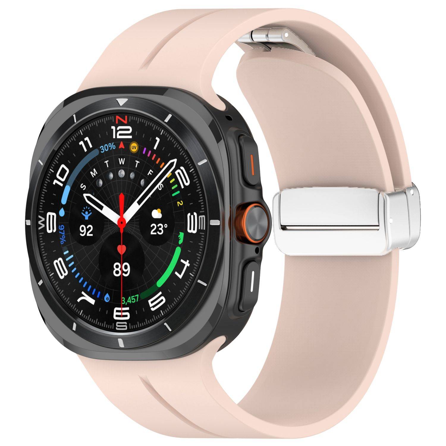 Für Samsung Galaxy Watch Ultra 47mm Silikon Magnetisches Armband Rosa