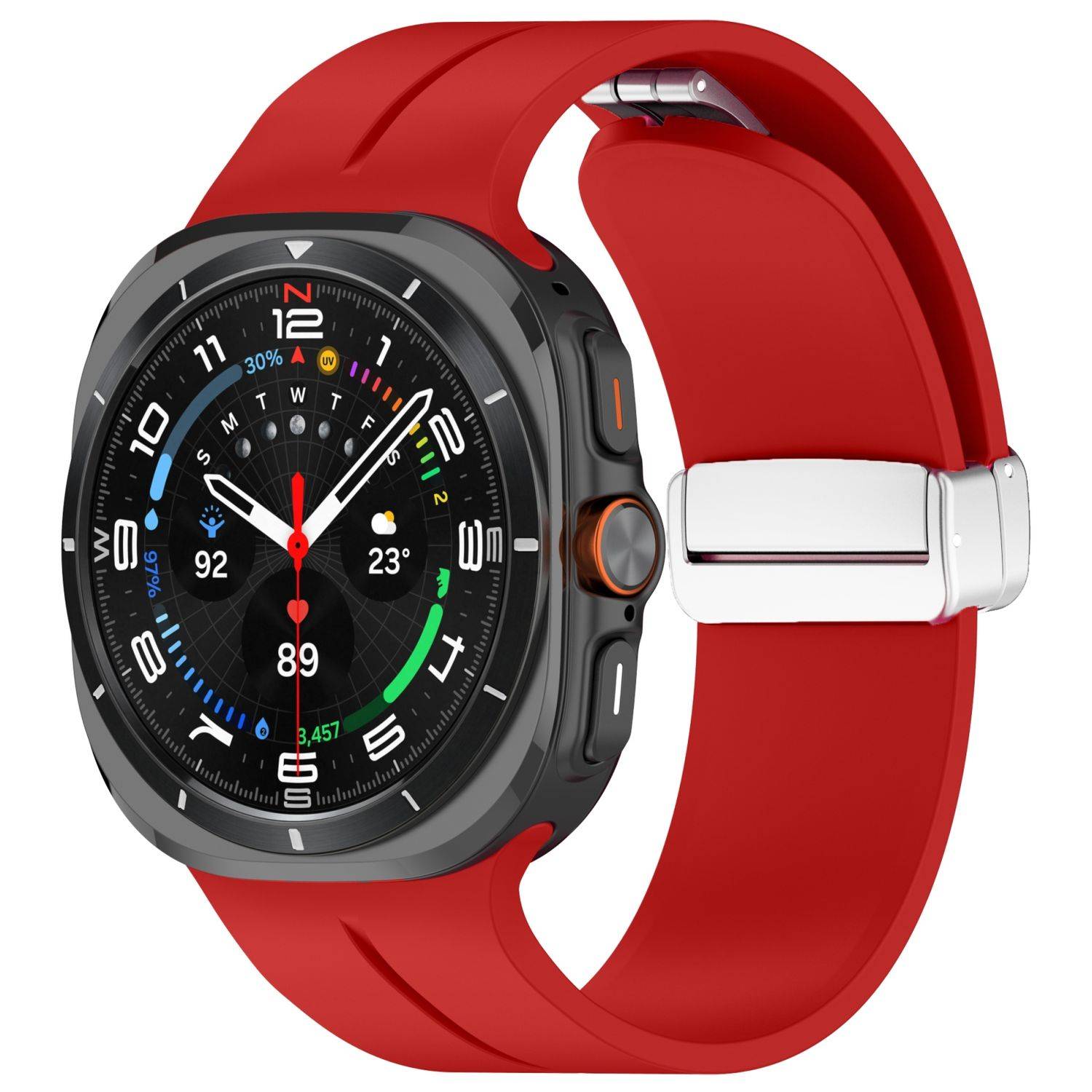 Für Samsung Galaxy Watch Ultra 47mm Silikon Magnetisches Armband Rot