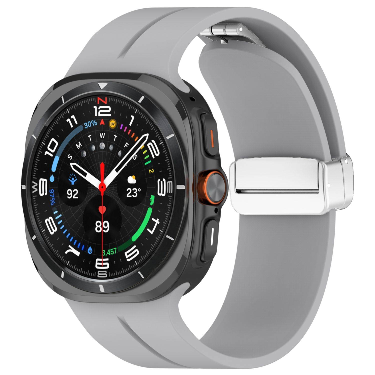 Für Samsung Galaxy Watch Ultra 47mm Silikon Magnetisches Armband Grau