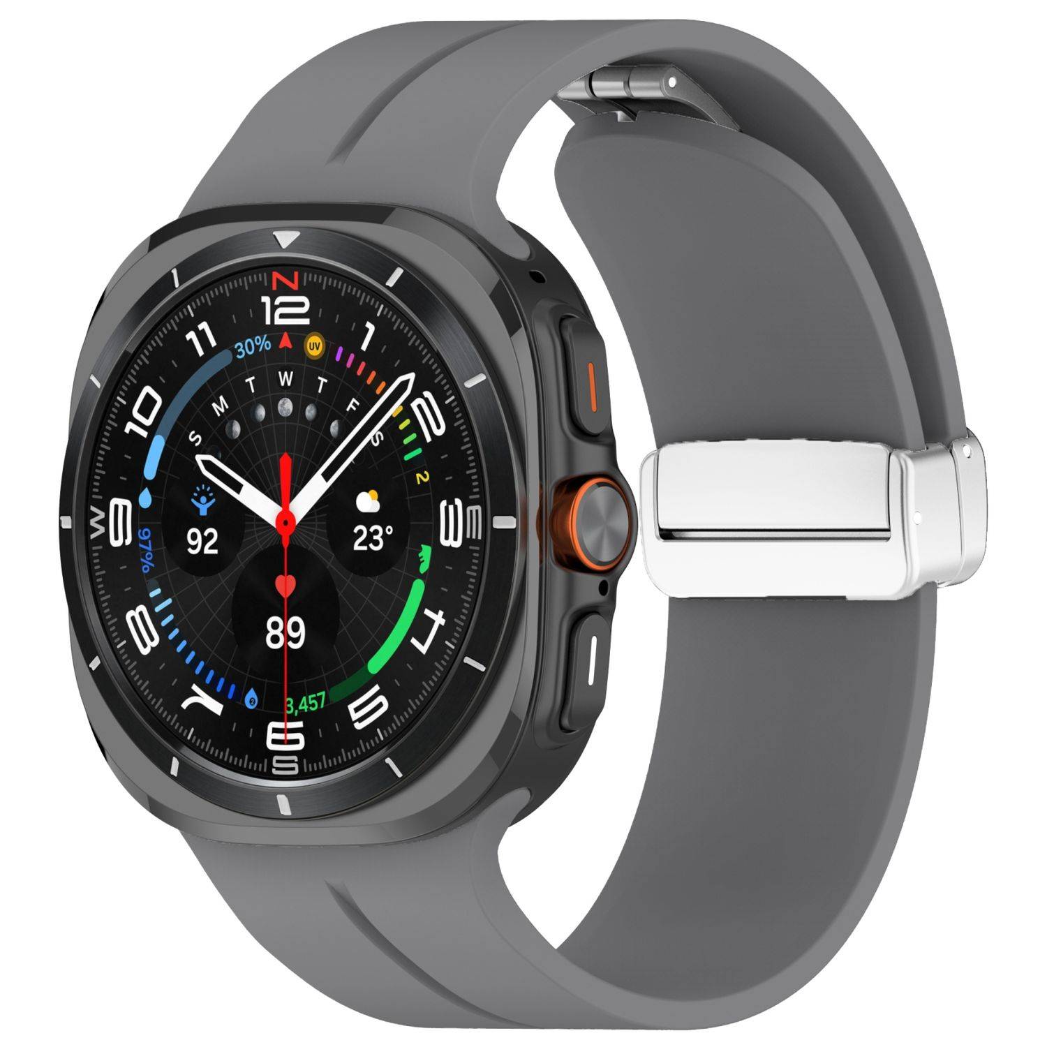 Für Samsung Galaxy Watch Ultra 47mm Silikon Magnetisches Band D- Grau