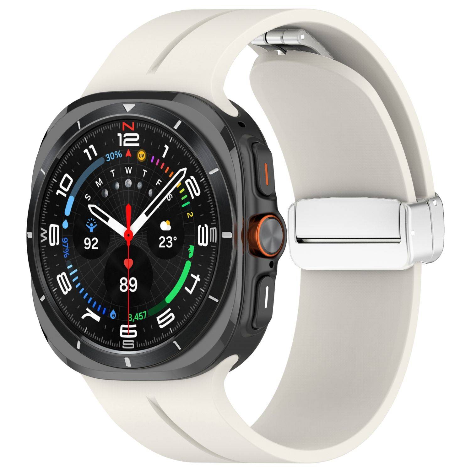 Für Samsung Galaxy Watch Ultra 47mm Silikon Magnetisches Armband Beige