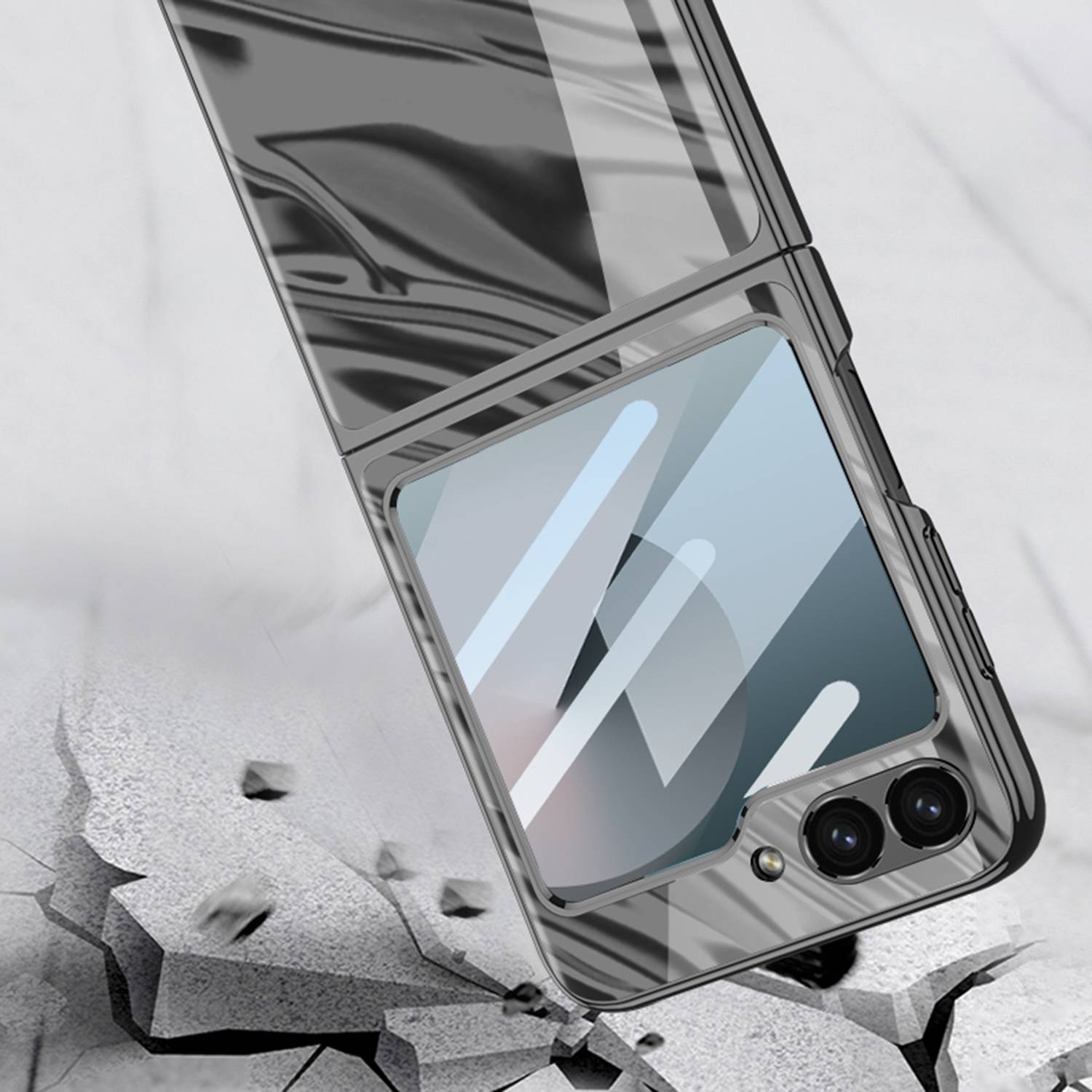 Für Samsung Galaxy Z Flip6 GKK integrierte Phantom Optik Hülle Schwarz