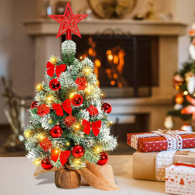 Künstlicher LED Weihnachtsbaum Tannenbaum 40 cm Christbaum Beleuchtet Weihnachtsdeko Dekobaum Lichterbaum,Rot