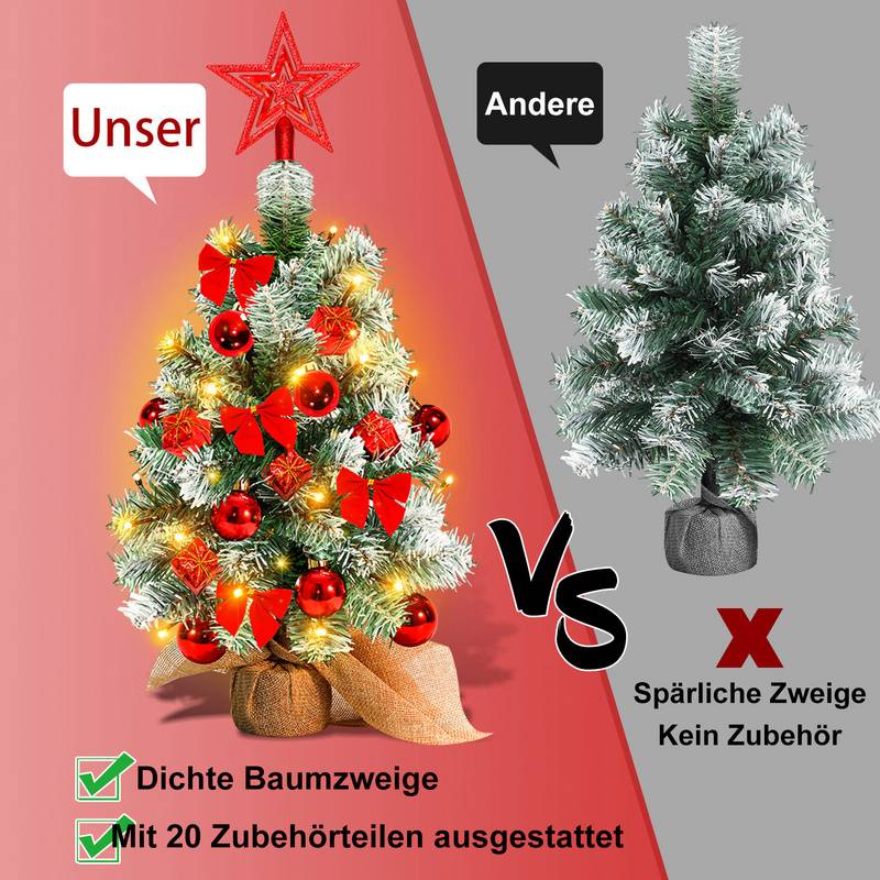 Künstlicher LED Weihnachtsbaum Tannenbaum 40 cm Christbaum Beleuchtet Weihnachtsdeko Dekobaum Lichterbaum,Rot