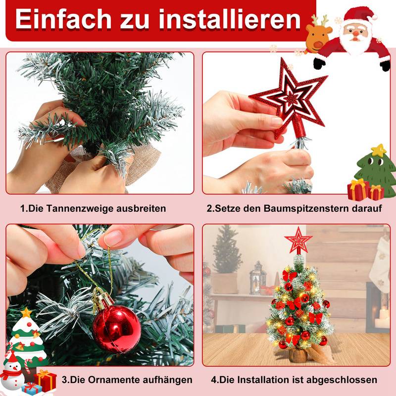 Künstlicher LED Weihnachtsbaum Tannenbaum 40 cm Christbaum Beleuchtet Weihnachtsdeko Dekobaum Lichterbaum,Rot