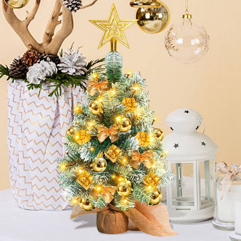 Künstlicher LED Weihnachtsbaum Tannenbaum 40 cm Christbaum Beleuchtet Weihnachtsdeko Dekobaum Lichterbaum,Gold