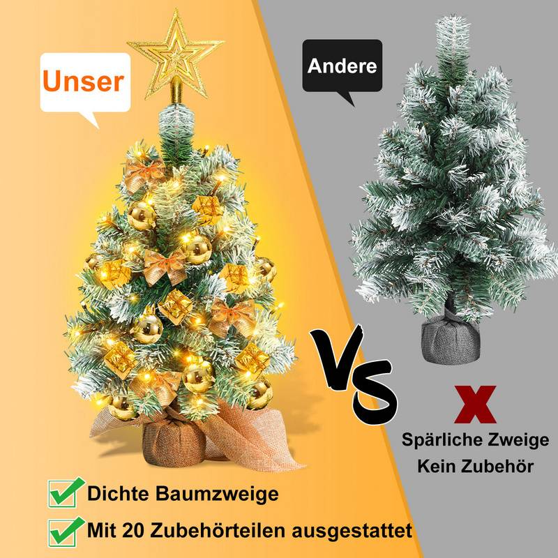 Künstlicher LED Weihnachtsbaum Tannenbaum 40 cm Christbaum Beleuchtet Weihnachtsdeko Dekobaum Lichterbaum,Gold