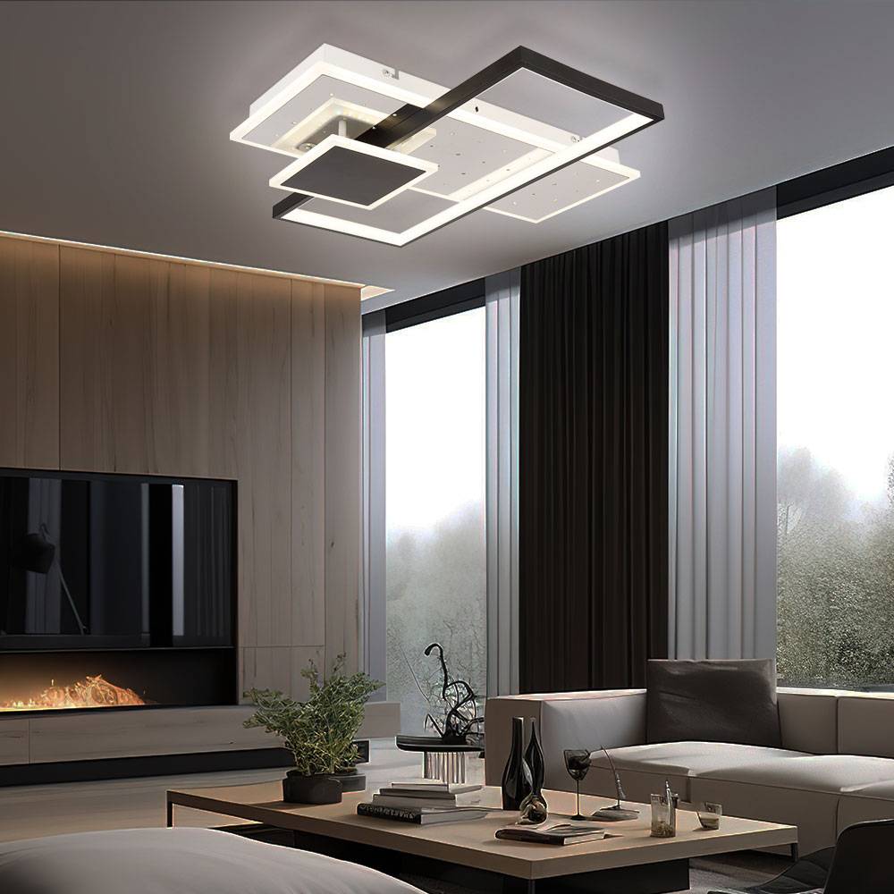 Deckenlampe Wohnzimmerleuchte Deckenleuchte Esszimmerlampe Schlafzimmerleuchte, Metall Aluminium weiß schwarz, dimmbar Fernbedienung CCT, LED 40W