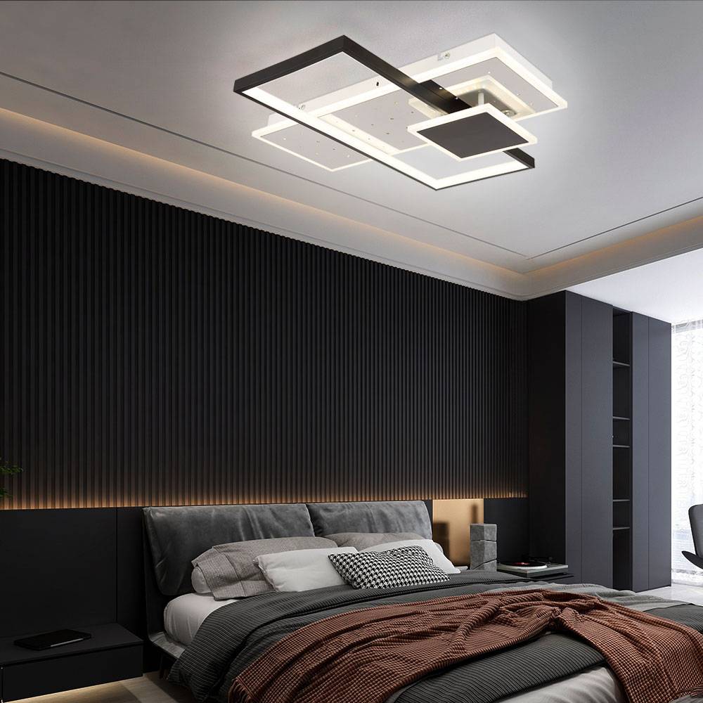 Deckenlampe Wohnzimmerleuchte Deckenleuchte Esszimmerlampe Schlafzimmerleuchte, Metall Aluminium weiß schwarz, dimmbar Fernbedienung CCT, LED 40W
