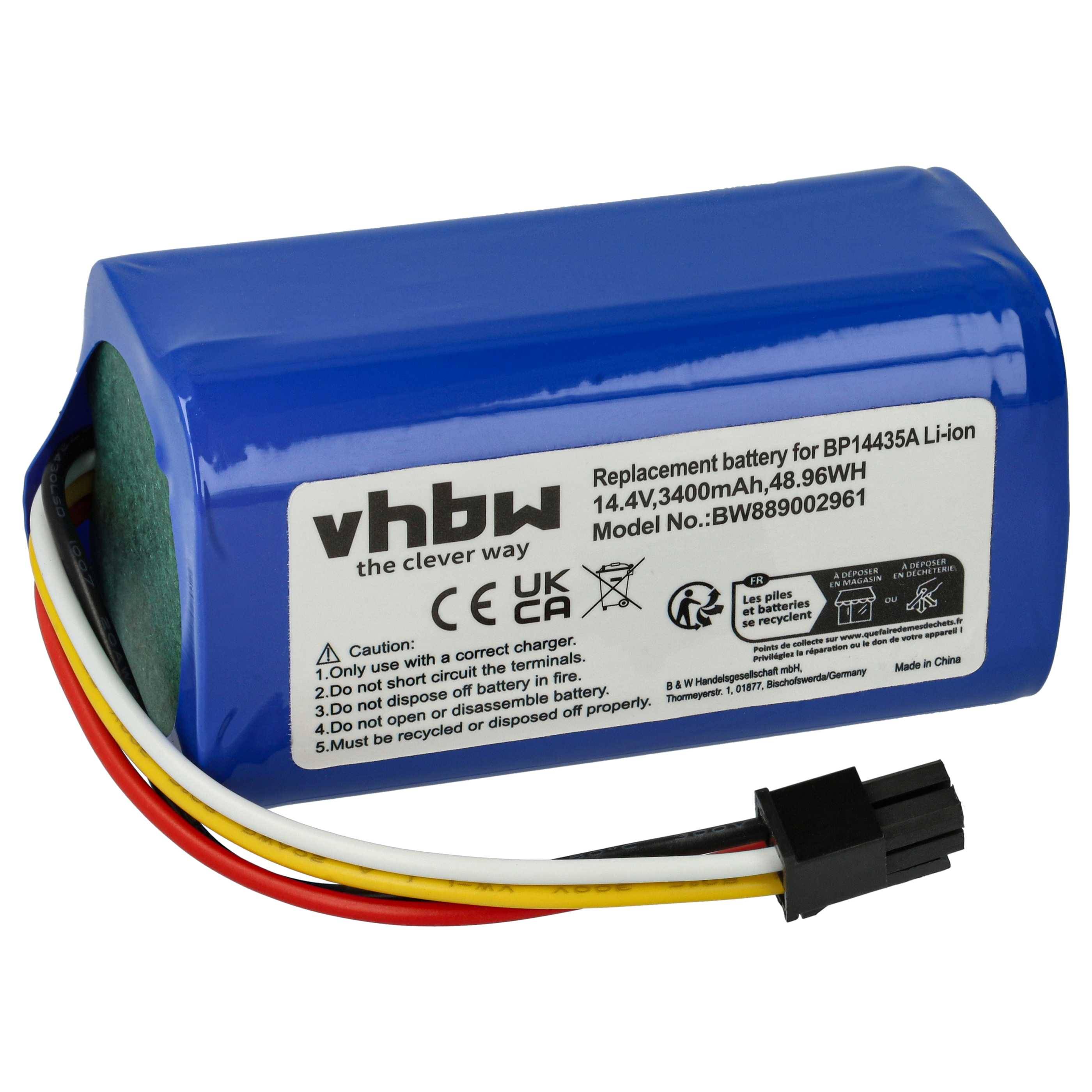 vhbw Akku kompatibel mit Midea I5, I5 Extra, I5 Young, I9 EYE Saugroboter (3400 mAh, 14,4 V, Li-Ion)
