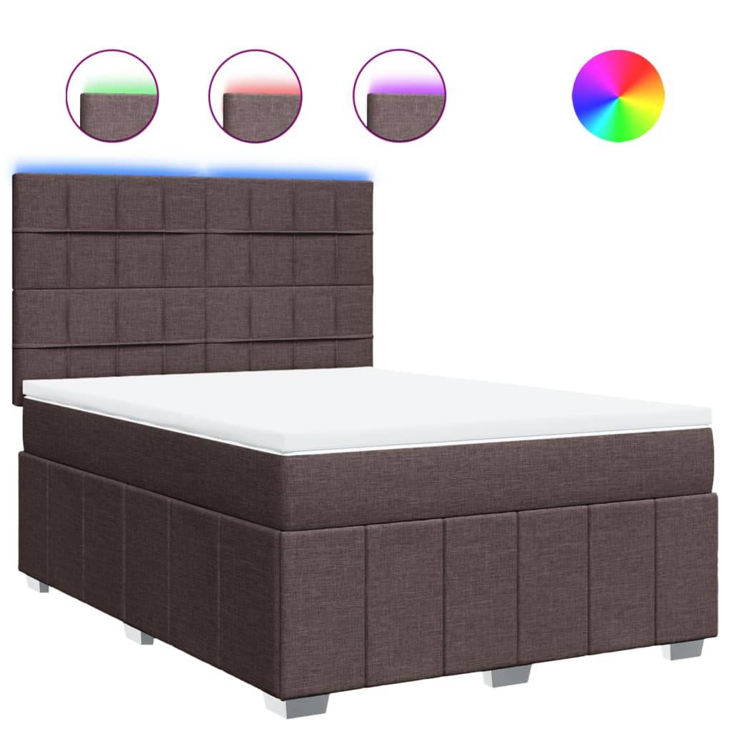 vidaXL Boxspringbett mit Matratze Dunkelbraun 160x200 cm Stoff