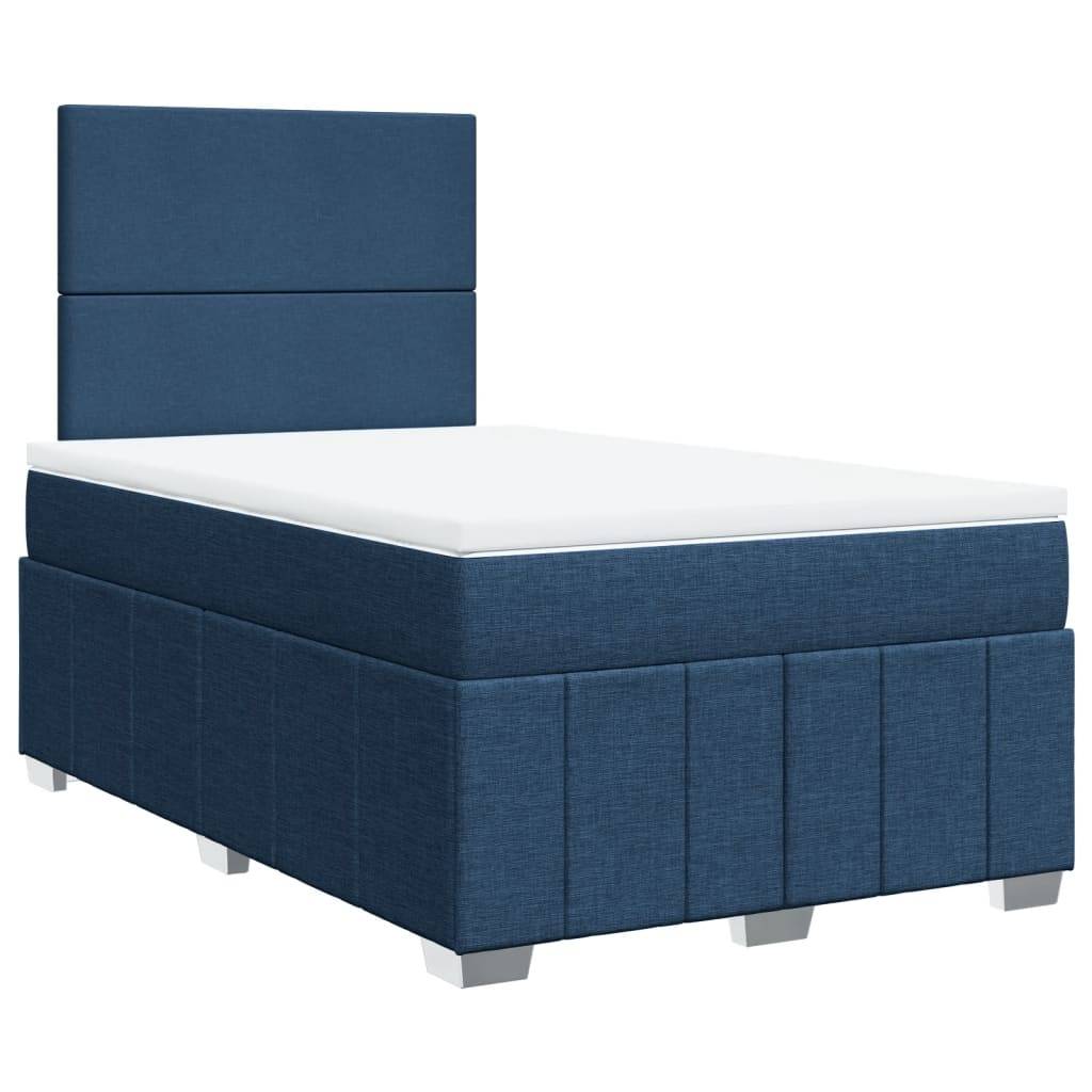 vidaXL Boxspringbett mit Matratze Blau 120x200 cm Stoff
