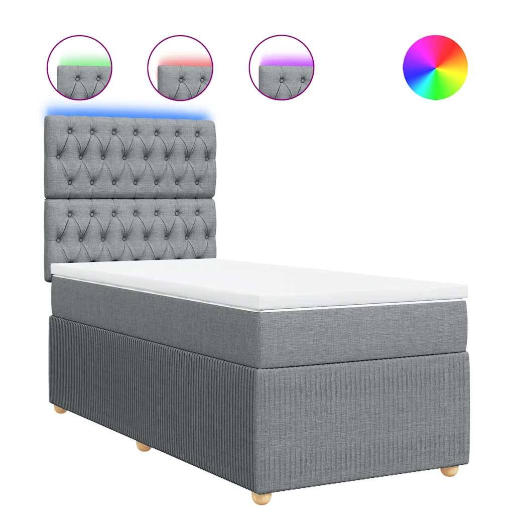 vidaXL Boxspringbett mit Matratze Hellgrau 80x200 cm Stoff